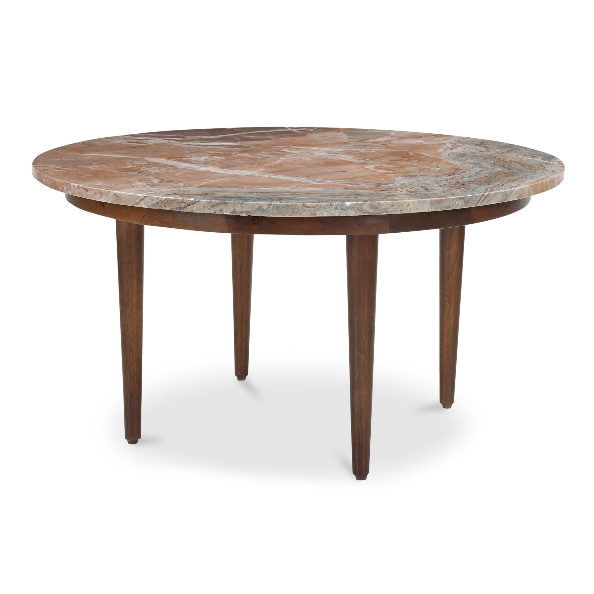 Isolde, Accent Table White Banswara Marble Round, Brown