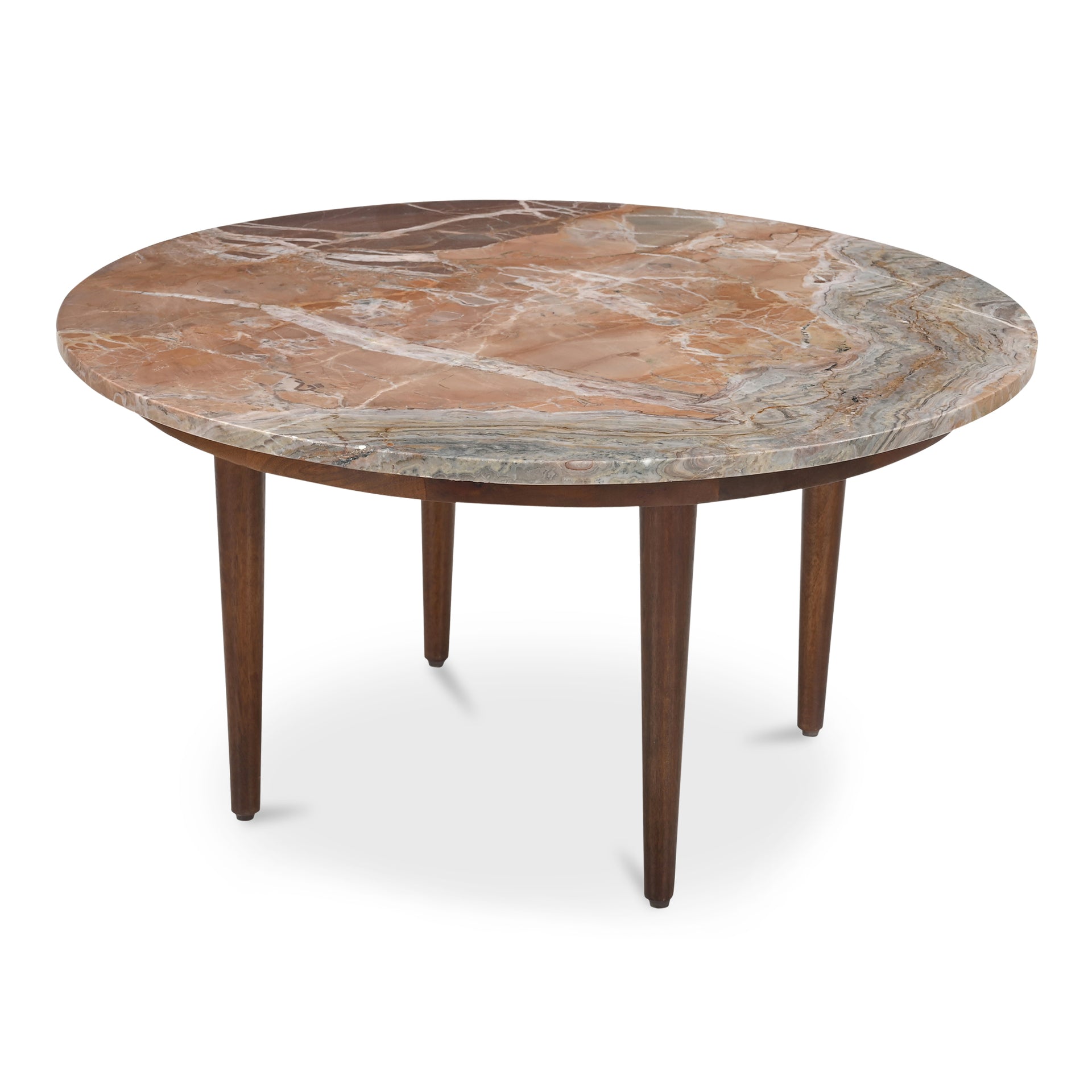 Isolde, Accent Table White Banswara Marble Round, Brown