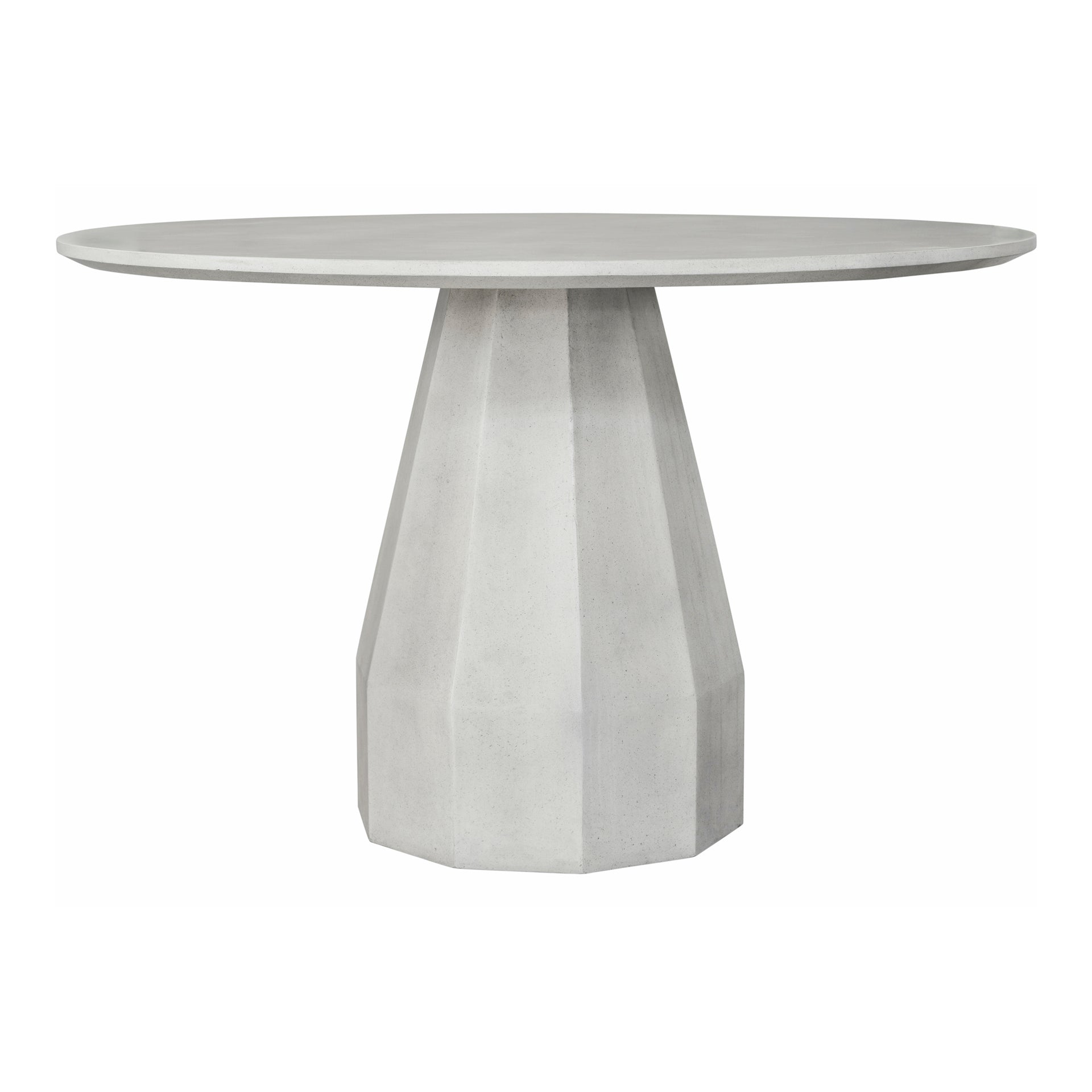 Colton Dining Table, Round Antique Concrete, Geometric Base, Seats 4, Indoor/Outdoor Use, White