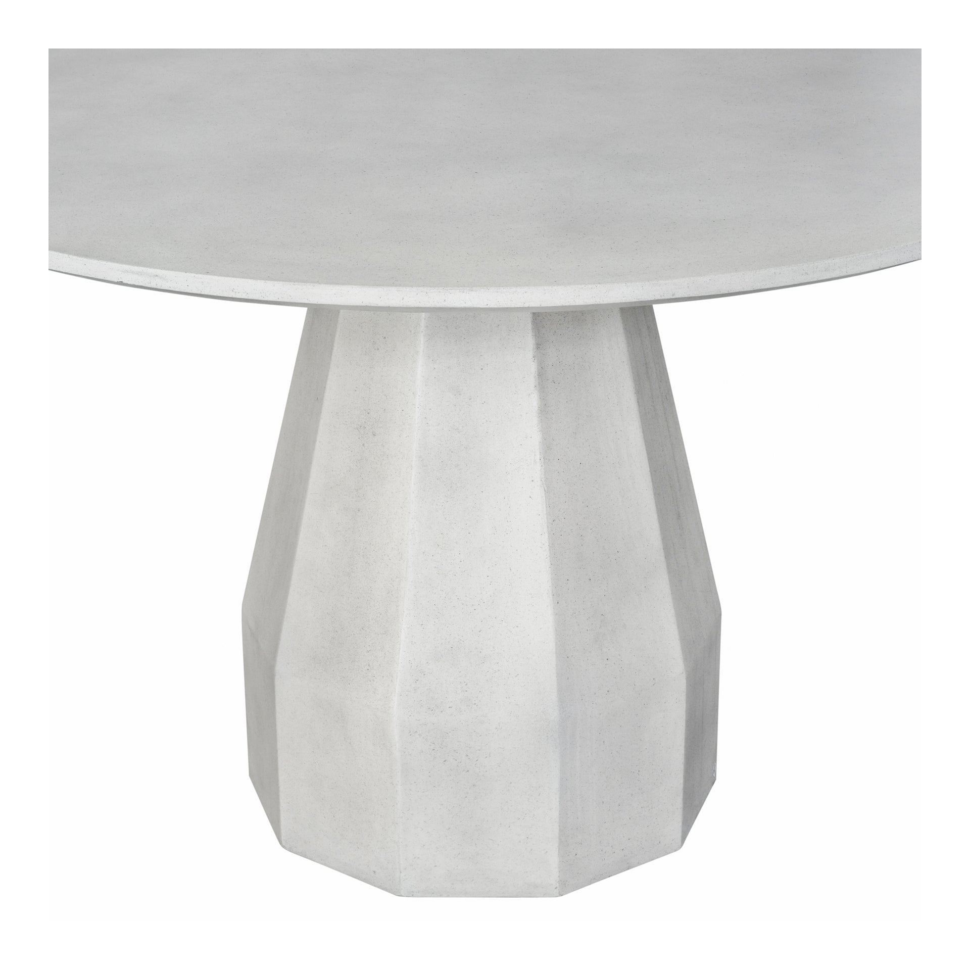 Colton Dining Table, Round Antique Concrete, Geometric Base, Seats 4, Indoor/Outdoor Use, White