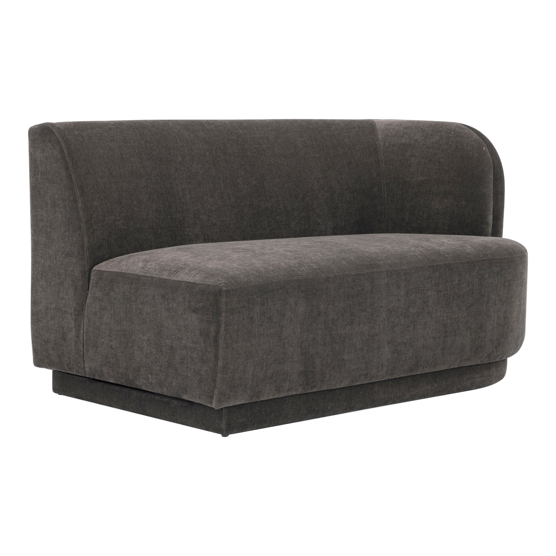 Grant Modular Sofa, Right-Facing Mid-Century Modern Design, Velvety Grey Upholstery