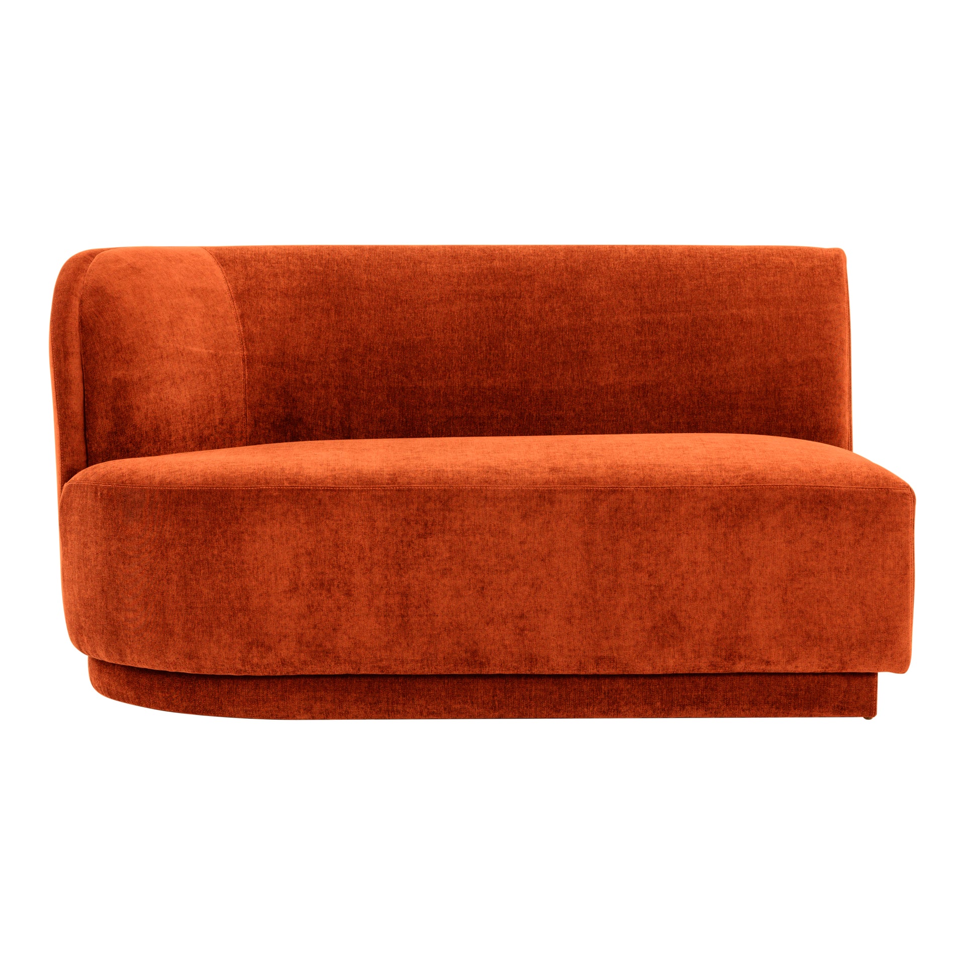 Grant Modular Sofa, Left-Facing Mid-Century Modern Design, Velvety Orange Upholstery