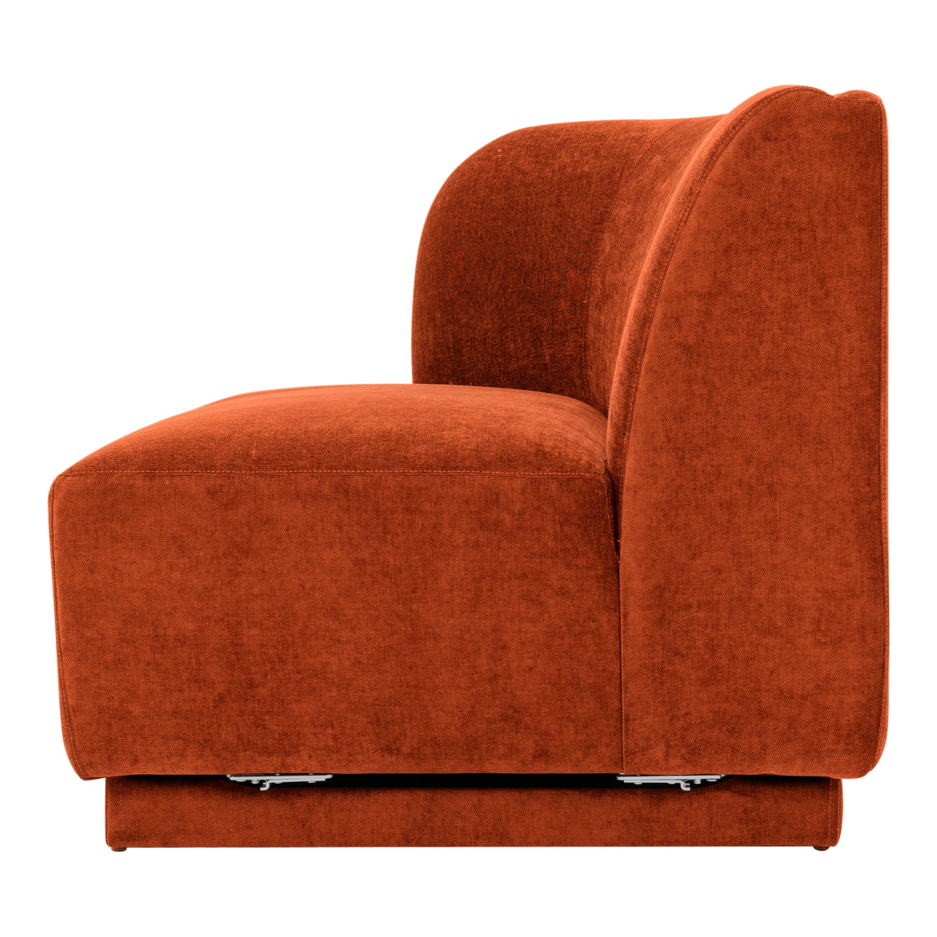 Grant Modular Sofa, Left-Facing Mid-Century Modern Design, Velvety Orange Upholstery