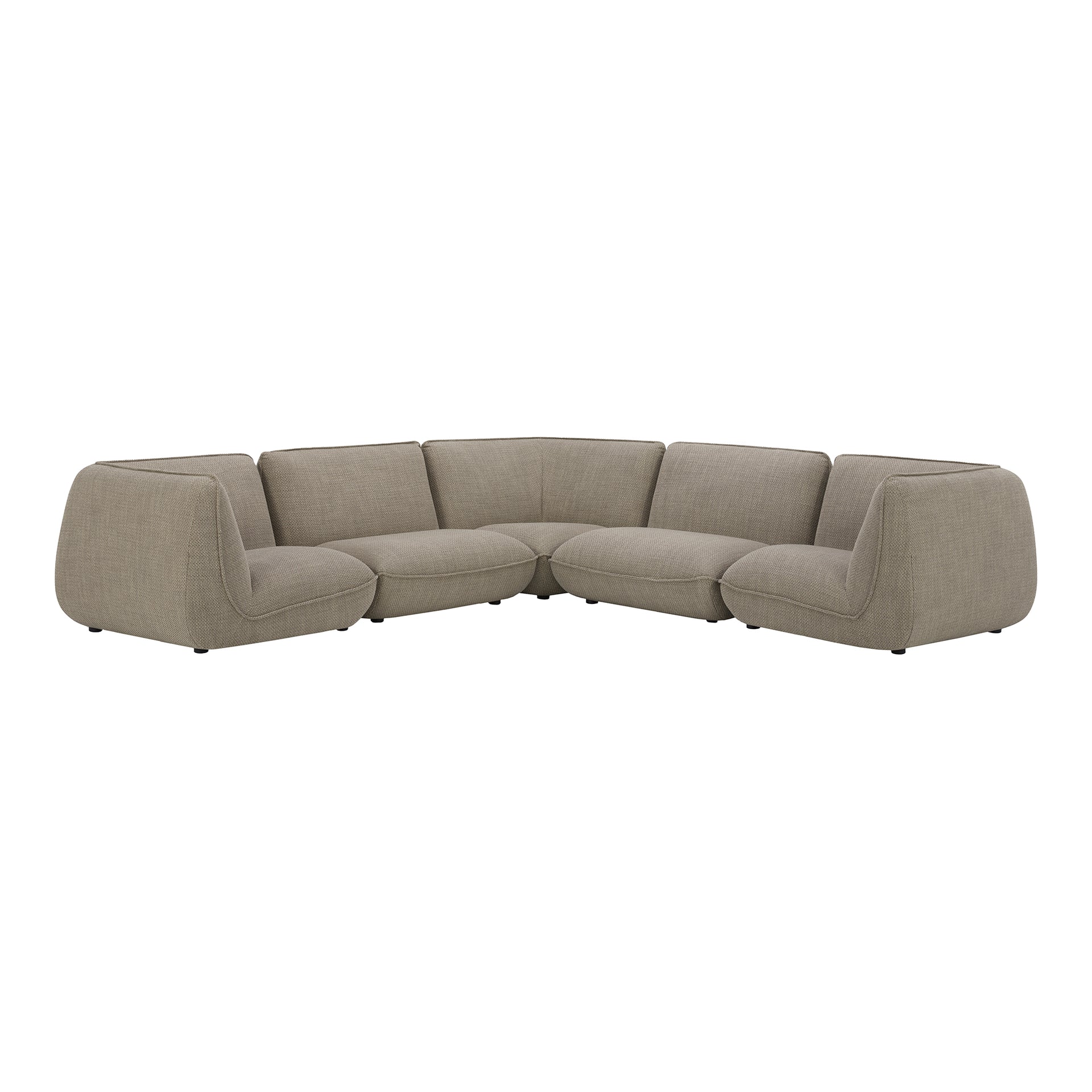 Winston Classic L Modular Sectional Sofa, Polyester Blend Upholstery, Oversized Cushions, 5-Seater, Speckled Pumice