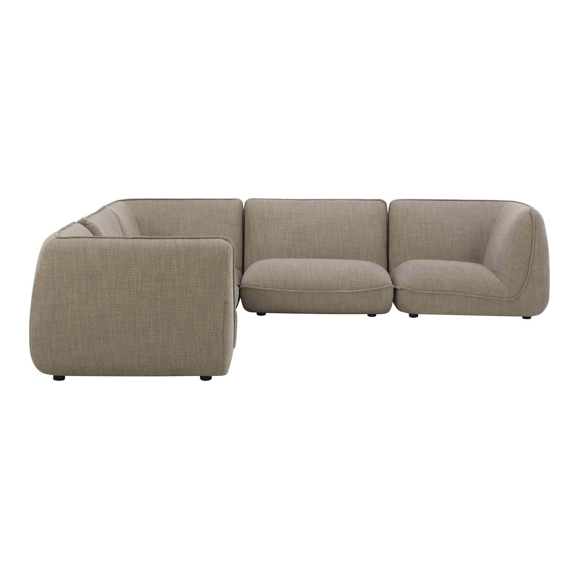 Winston Classic L Modular Sectional Sofa, Polyester Blend Upholstery, Oversized Cushions, 5-Seater, Speckled Pumice