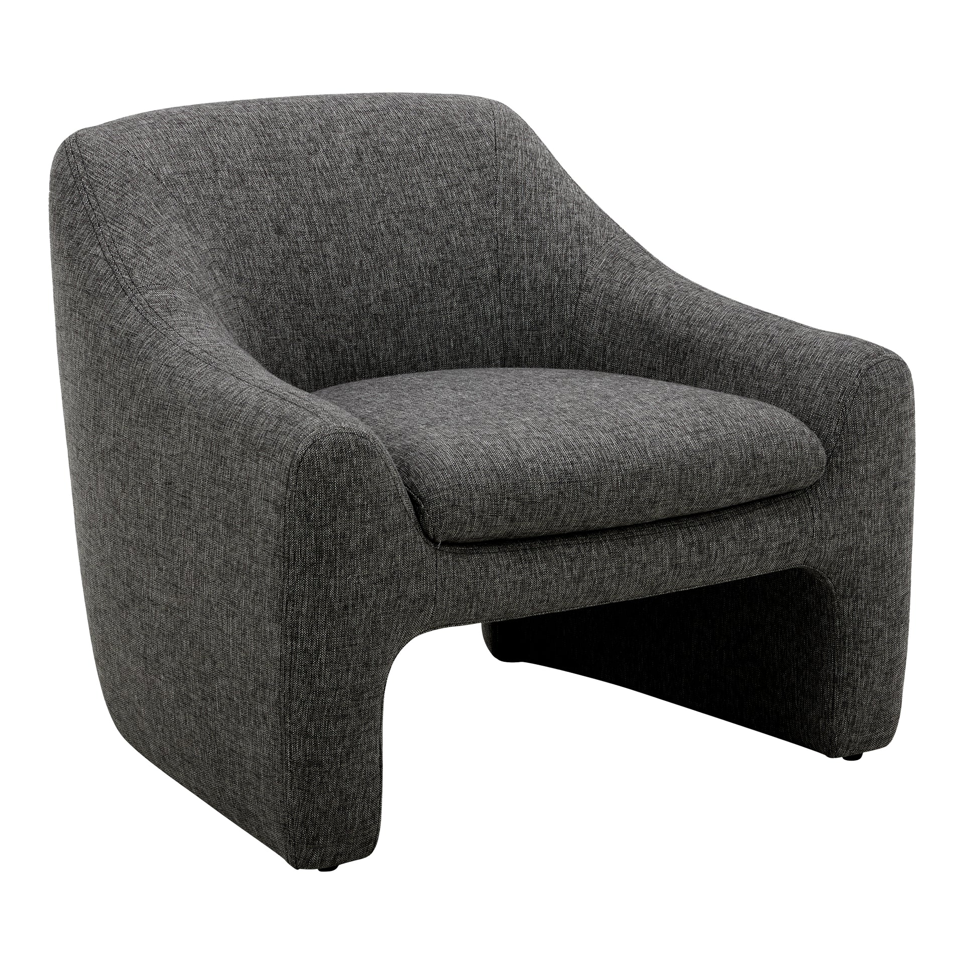 Saylor Accent Chair, Textured Woven Fabric Upholstery with Solid Wood Frame, Shadowed Grey