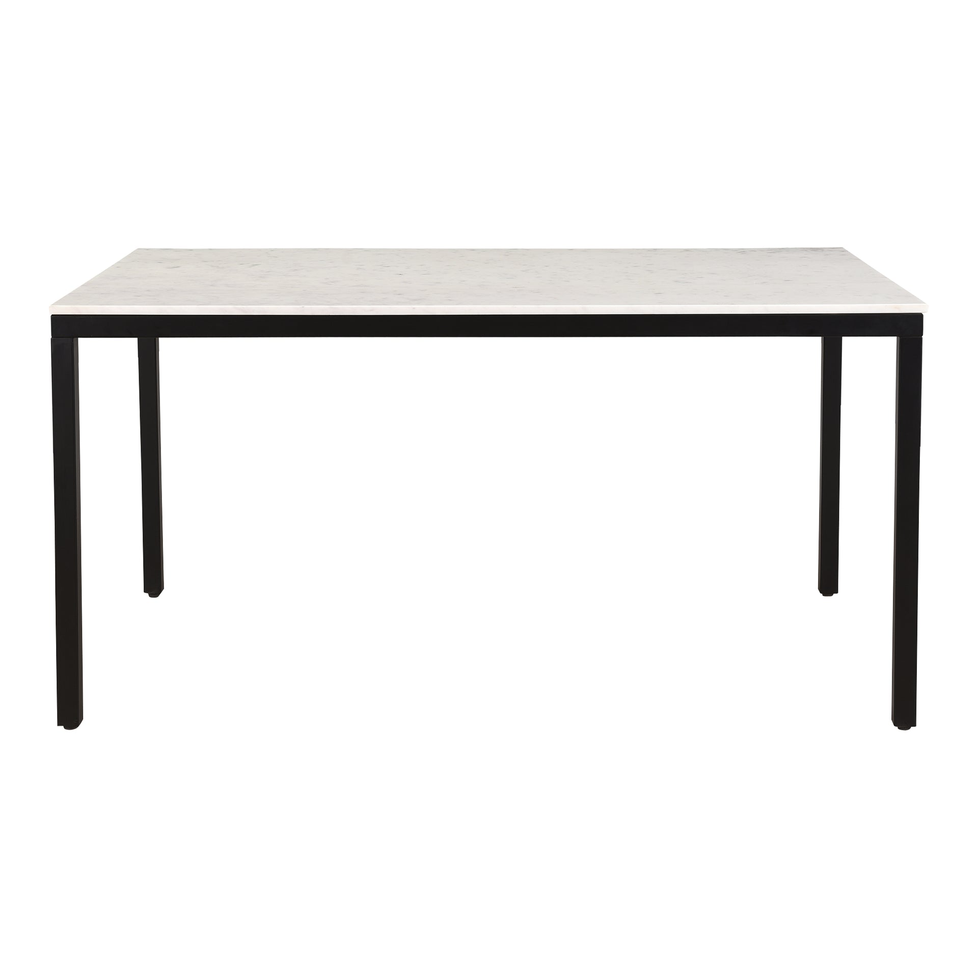 Upton Dining Table, White Banswara Marble Top, Powder-Coated Iron Frame, Seats 6