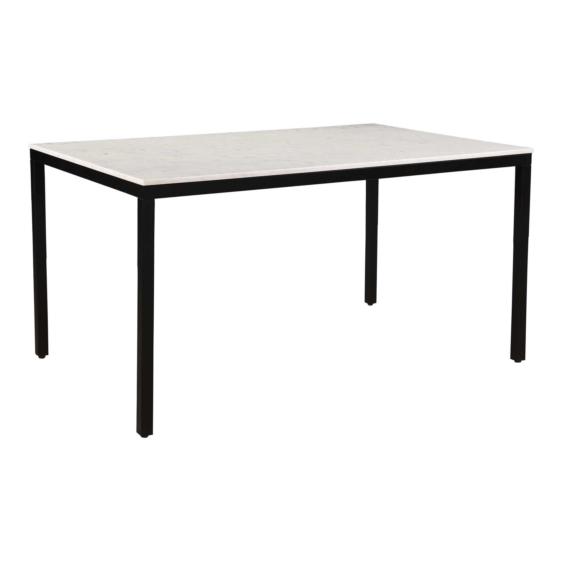 Upton Dining Table, White Banswara Marble Top, Powder-Coated Iron Frame, Seats 6