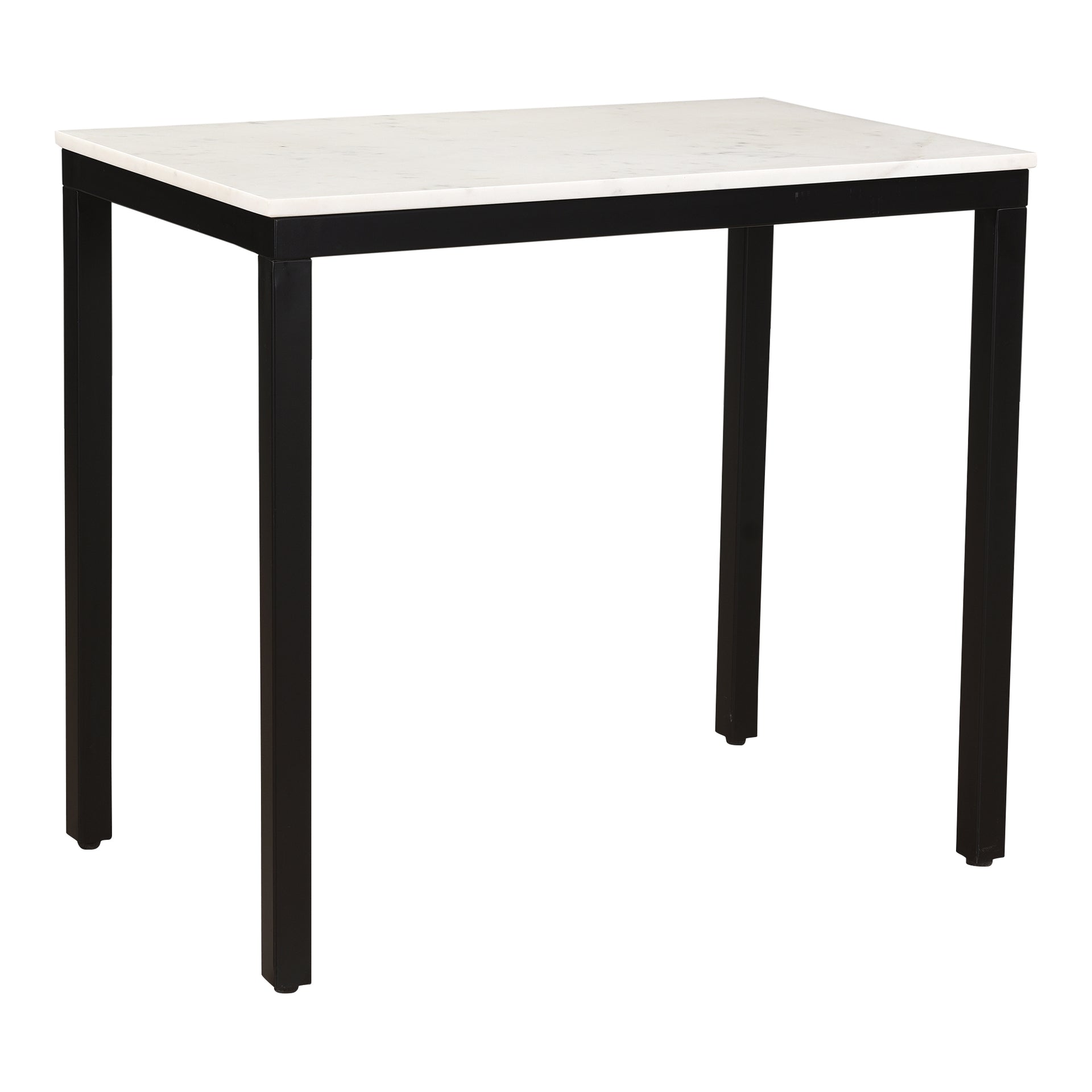 Upton Desk, Rectangular White Banswara Marble Top with Powder-Coated Iron Frame, White
