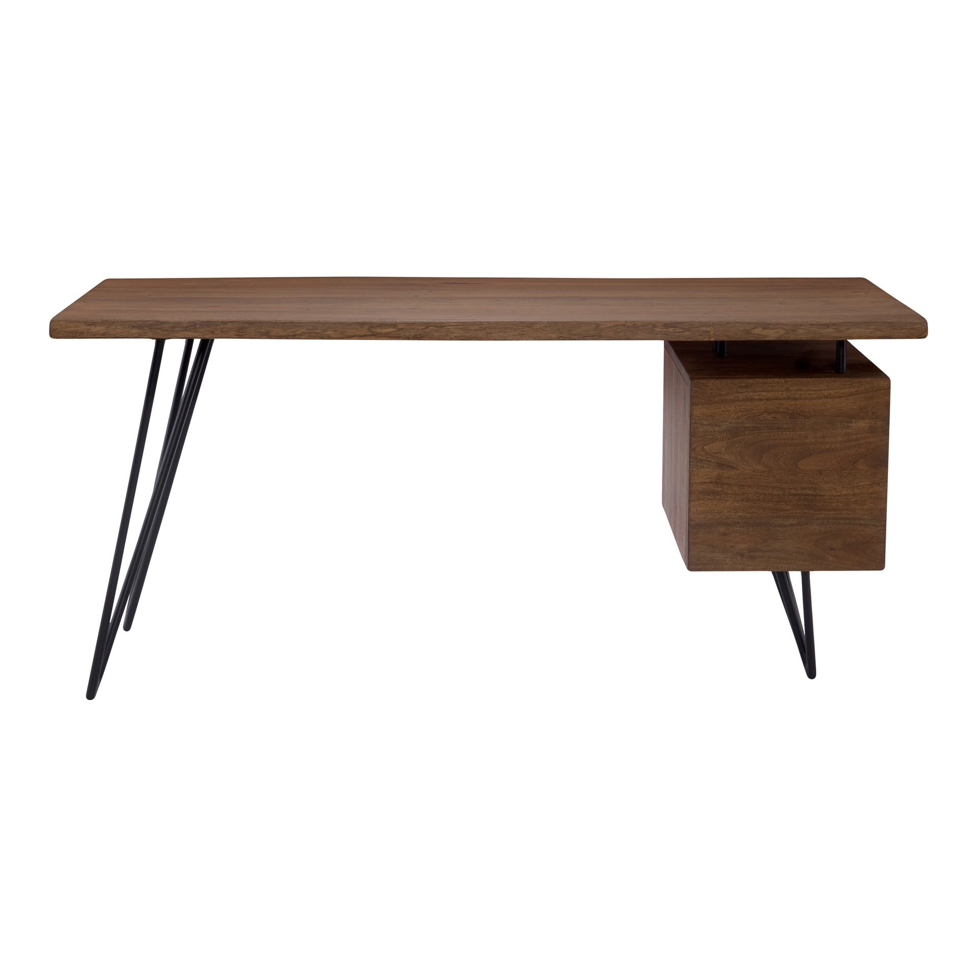 Finian - Solid Acacia with Iron Hairpin Legs Rectangular Desk in Brown