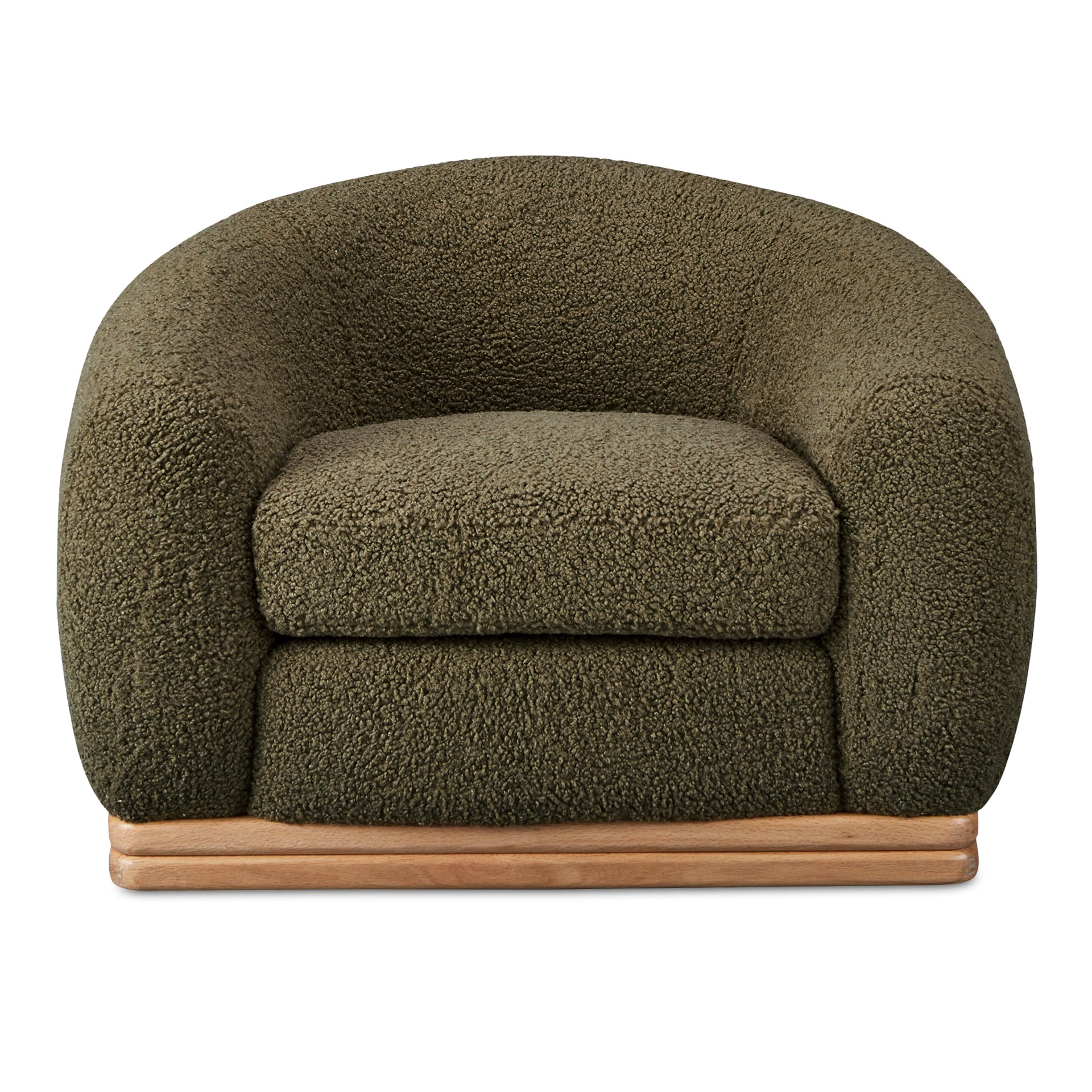 Yara Lounge Chair, Contemporary Faux Shearling, Kiln-Dried Wood Frame, Sage