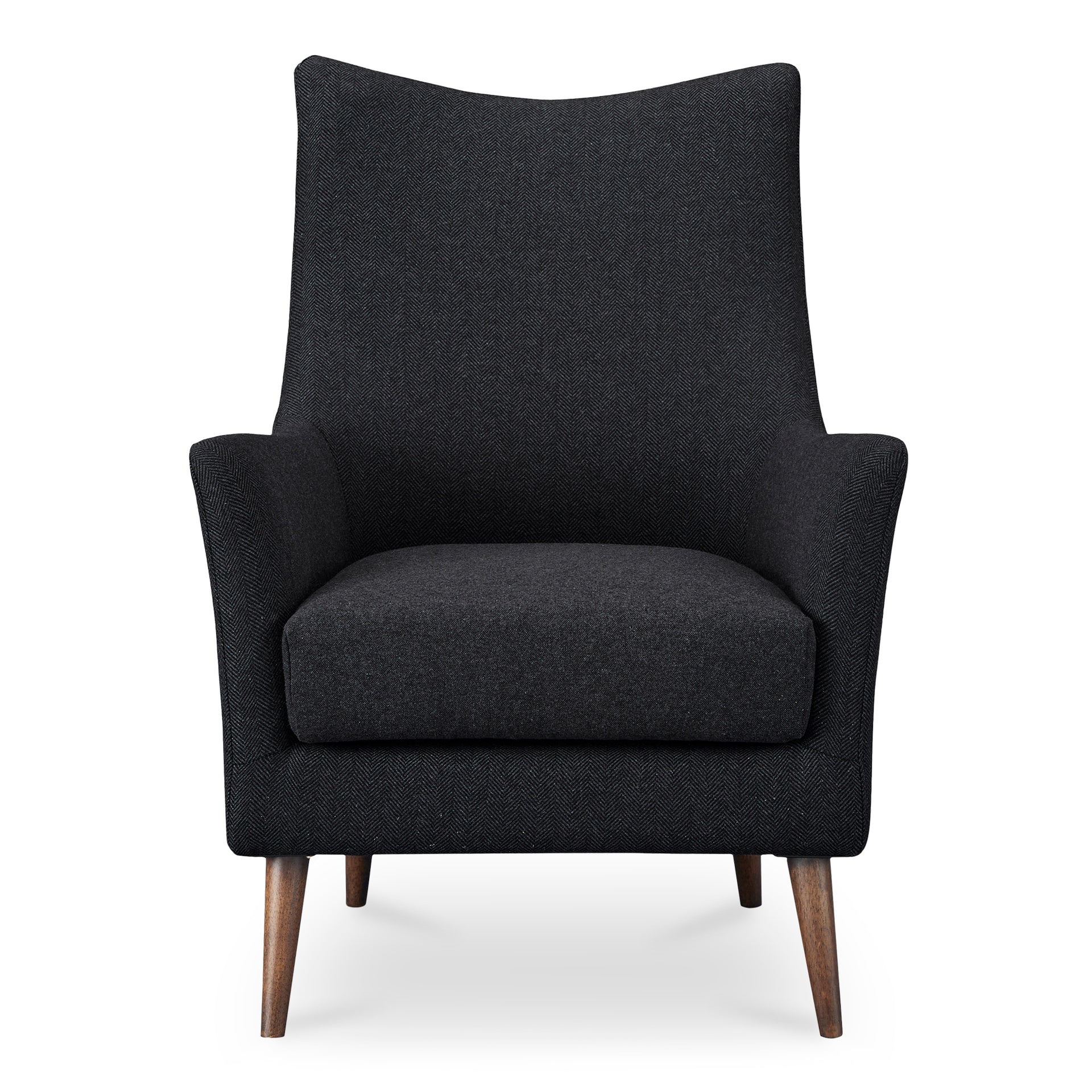 Percival Accent Chair, Rustic Wool-Polyester Blend Upholstery, Solid Rubber Wood Legs, Charcoal