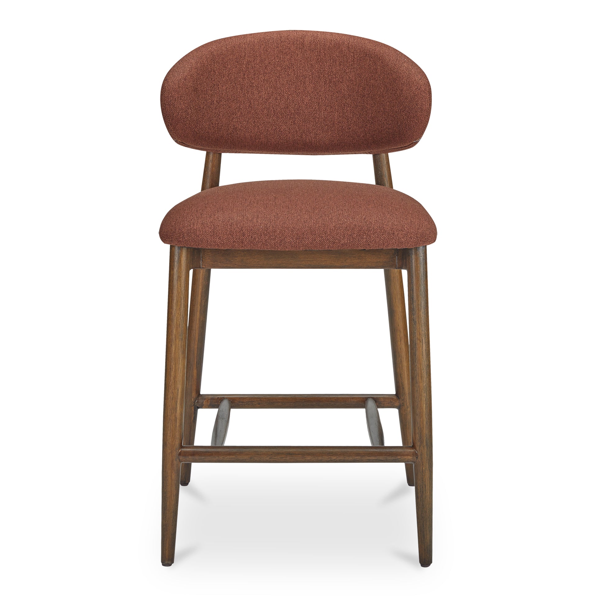 Aldric Counter Stool, Polyester Upholstery, Rubber Wood Frame, Rust