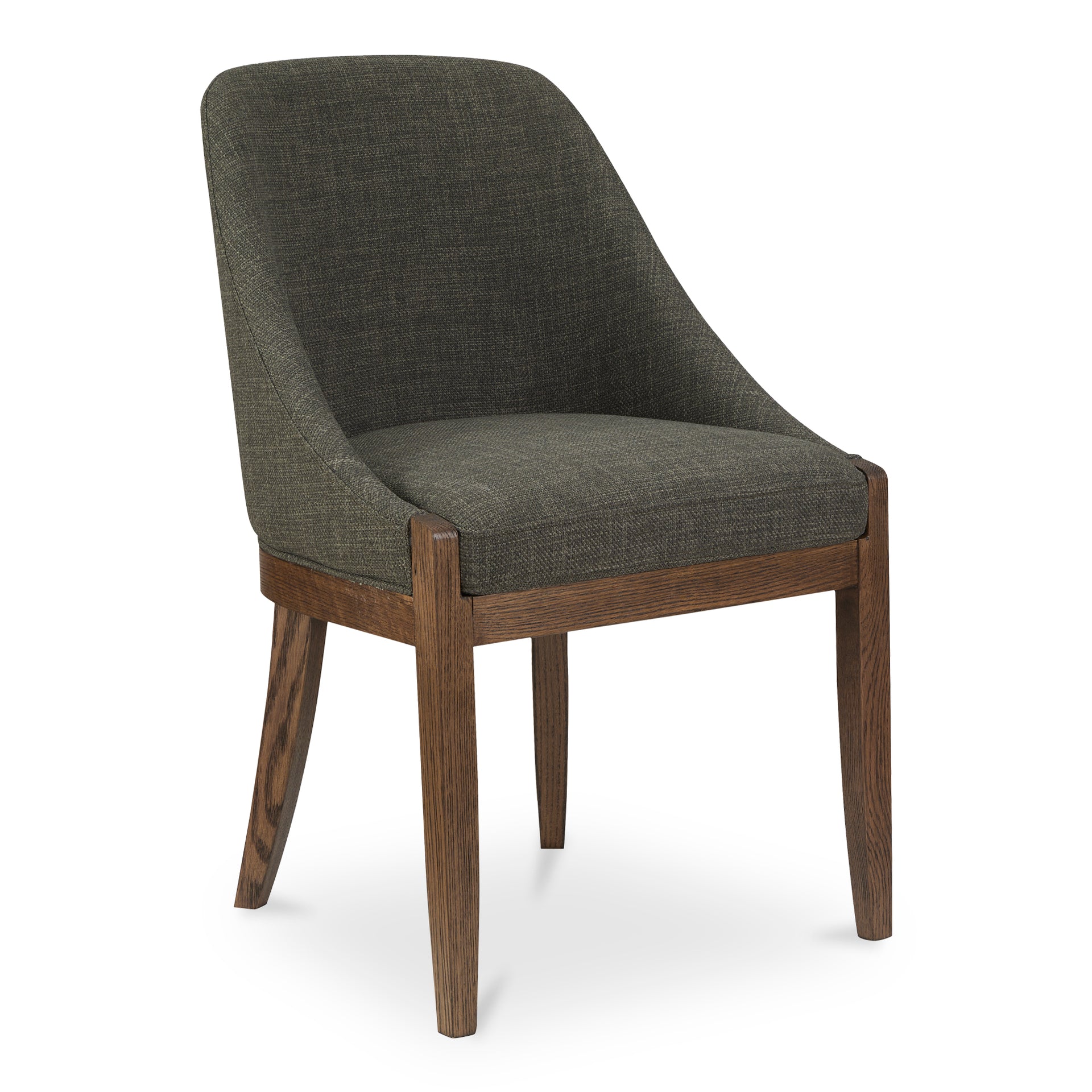 Niles Dining Chair, Polyester Upholstery, Solid Oak Frame, Heather Green