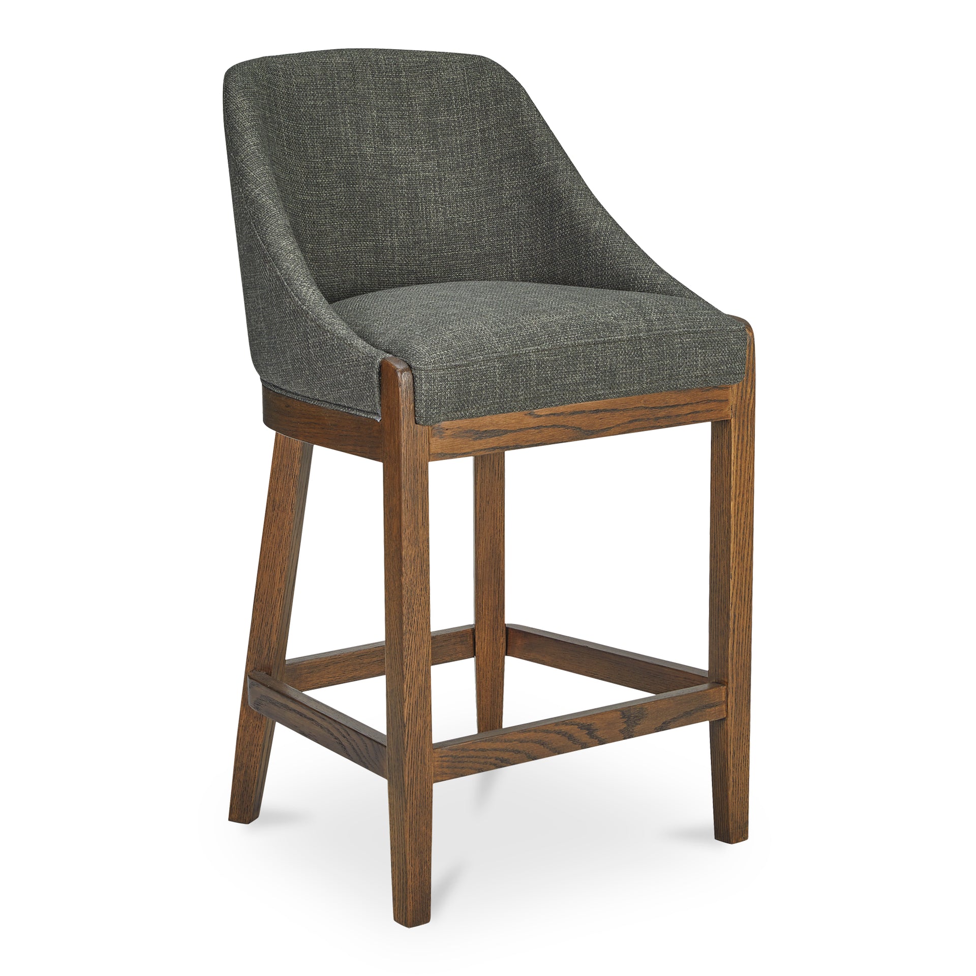 Niles, Counter Stool Rustic Solid Oak Frame Heather, Green