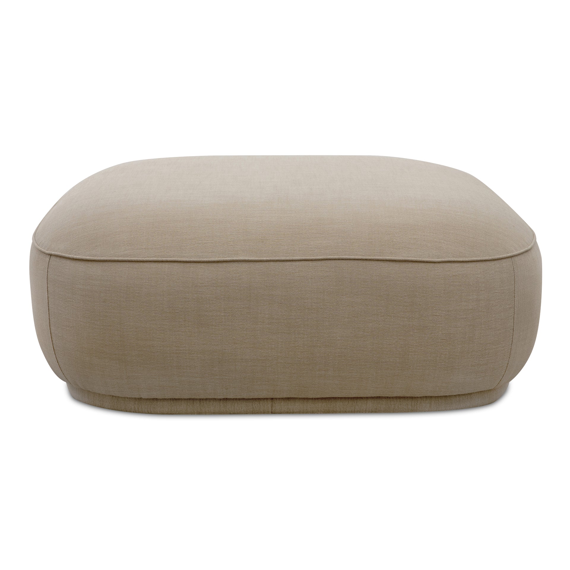 Alston Oversized Ottoman - Curved Square Upholstered Coffee Table with Anti-Stain Fabric, Recessed Base, Beige