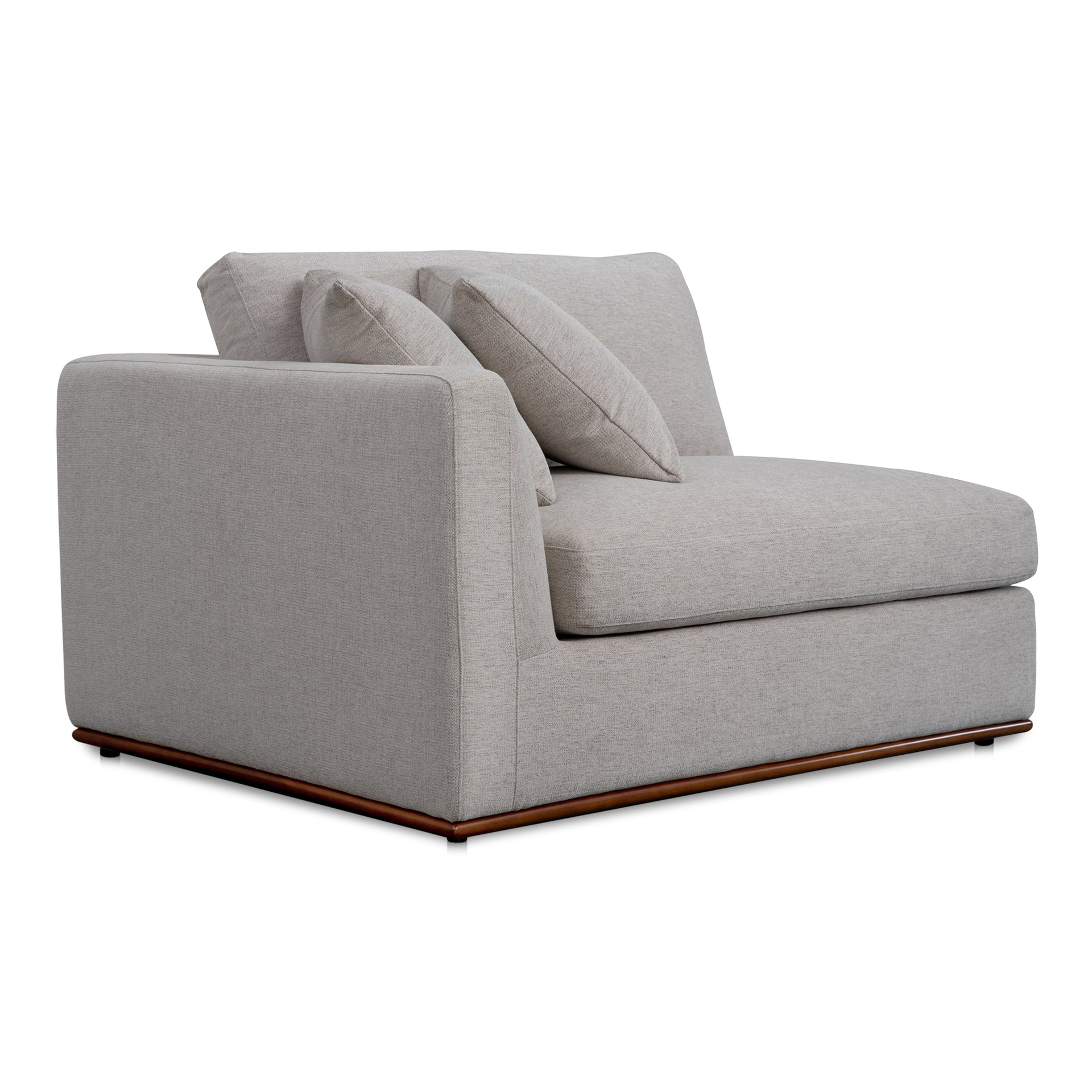 Rio Left-Facing Chair, Feather-Fiber Cushions, Rubber Wood Base, Flecked Grey