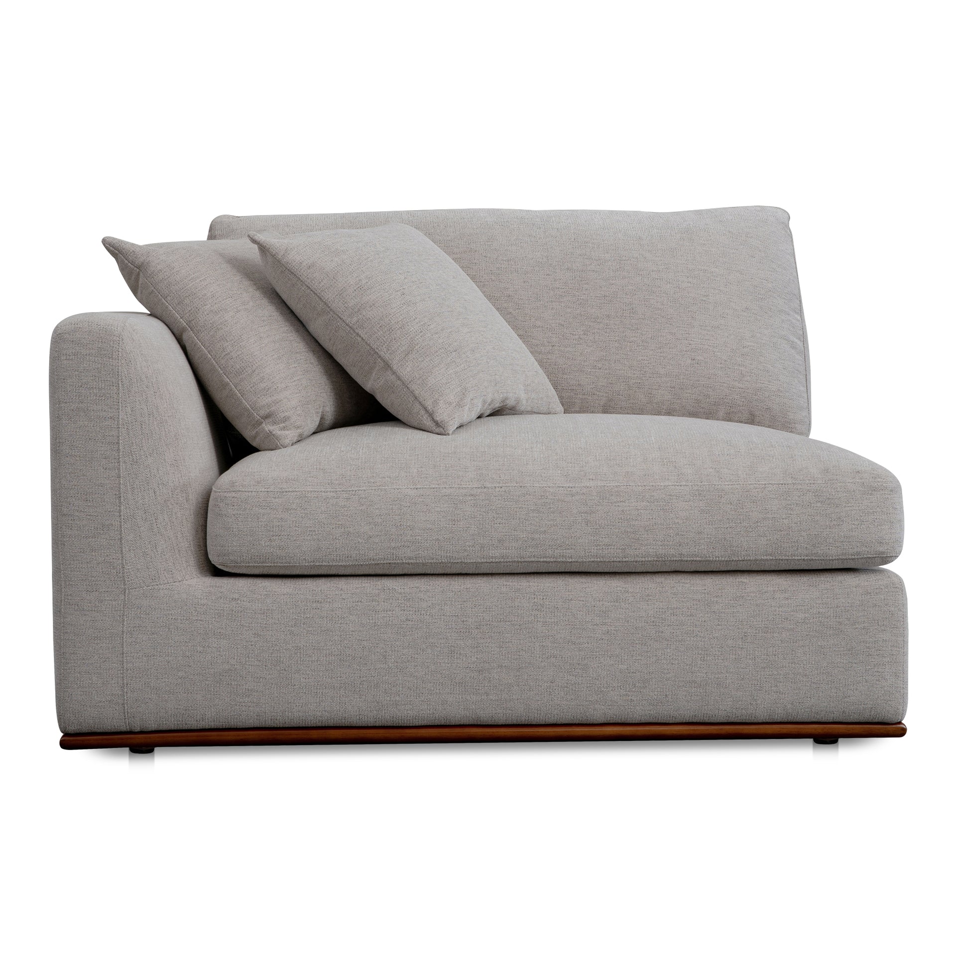 Rio Left-Facing Chair, Feather-Fiber Cushions, Rubber Wood Base, Flecked Grey