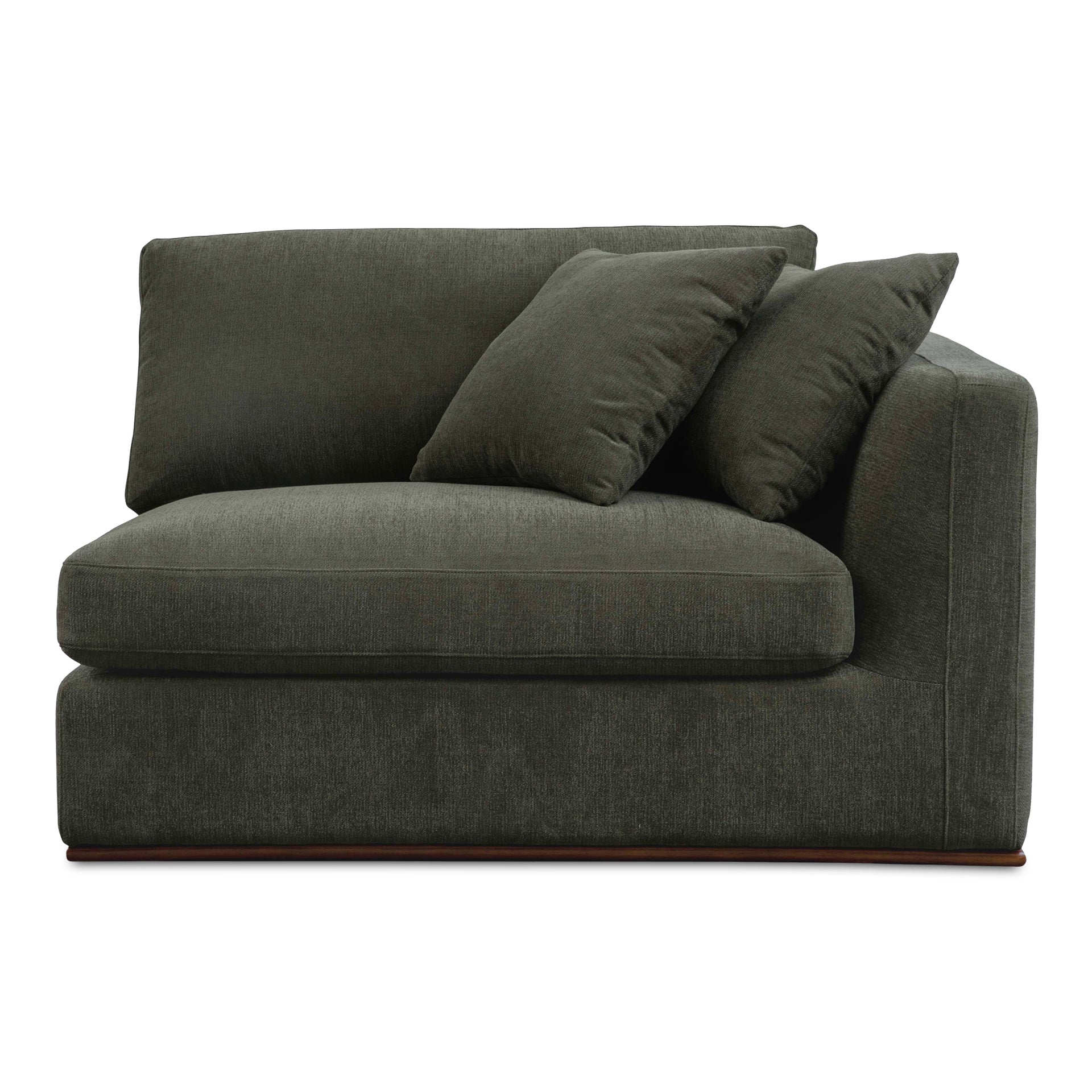 Rio Right-Facing Chair, Feather-Fiber Cushions, Rubber Wood Base, Deep Green