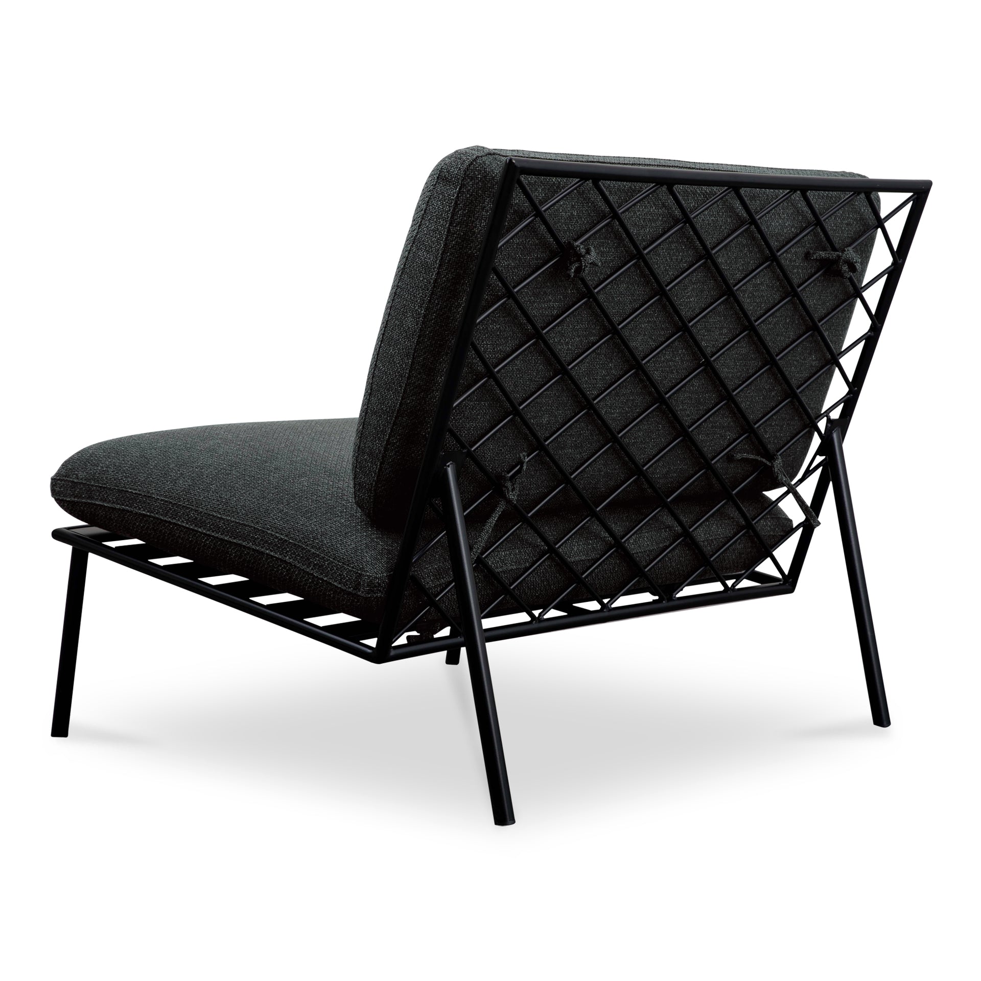 Meliora Outdoor Accent Chair, Quick-Dry Foam, Stainless Steel Frame, Crisscross Back, Speckled Charcoal
