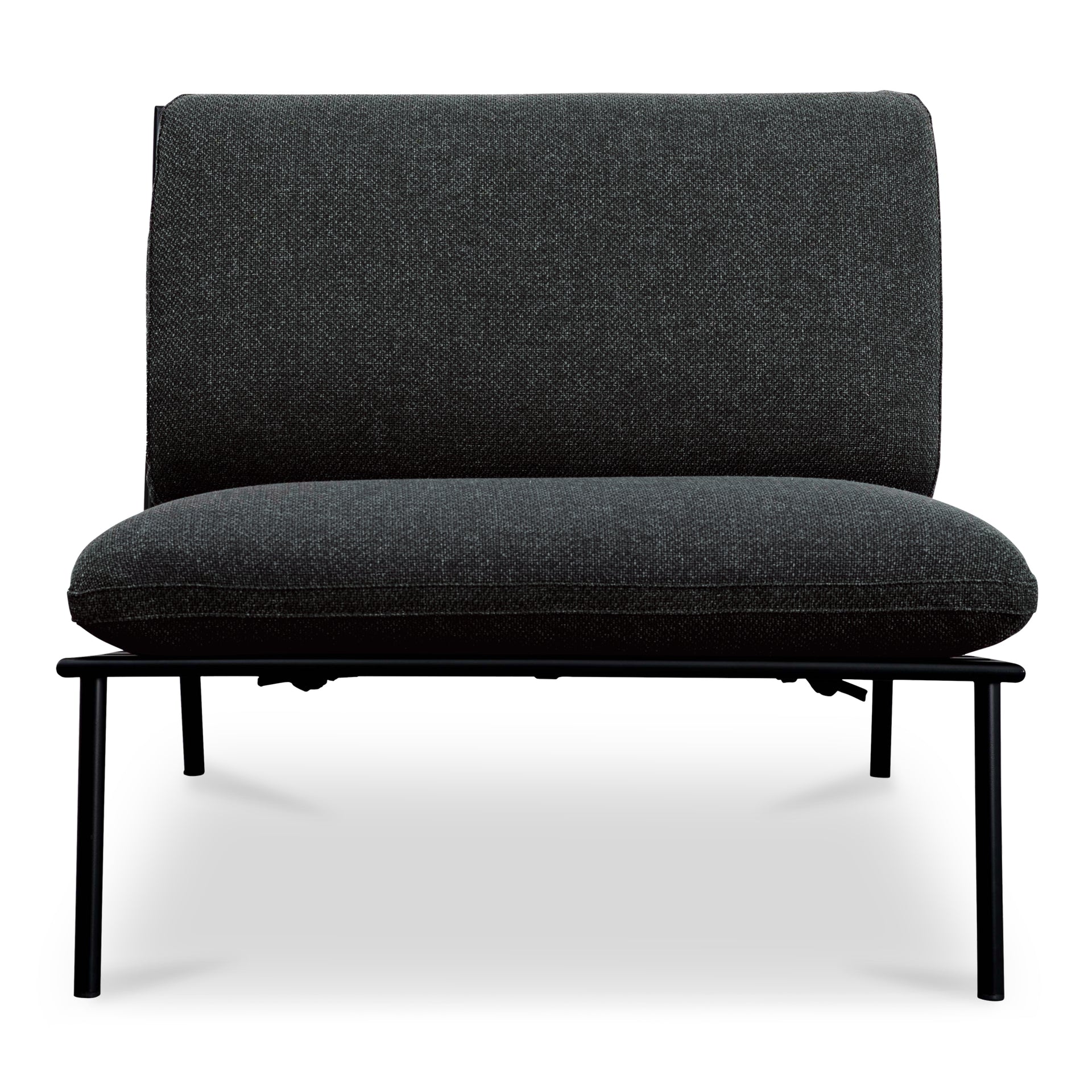 Meliora Outdoor Accent Chair, Quick-Dry Foam, Stainless Steel Frame, Crisscross Back, Speckled Charcoal