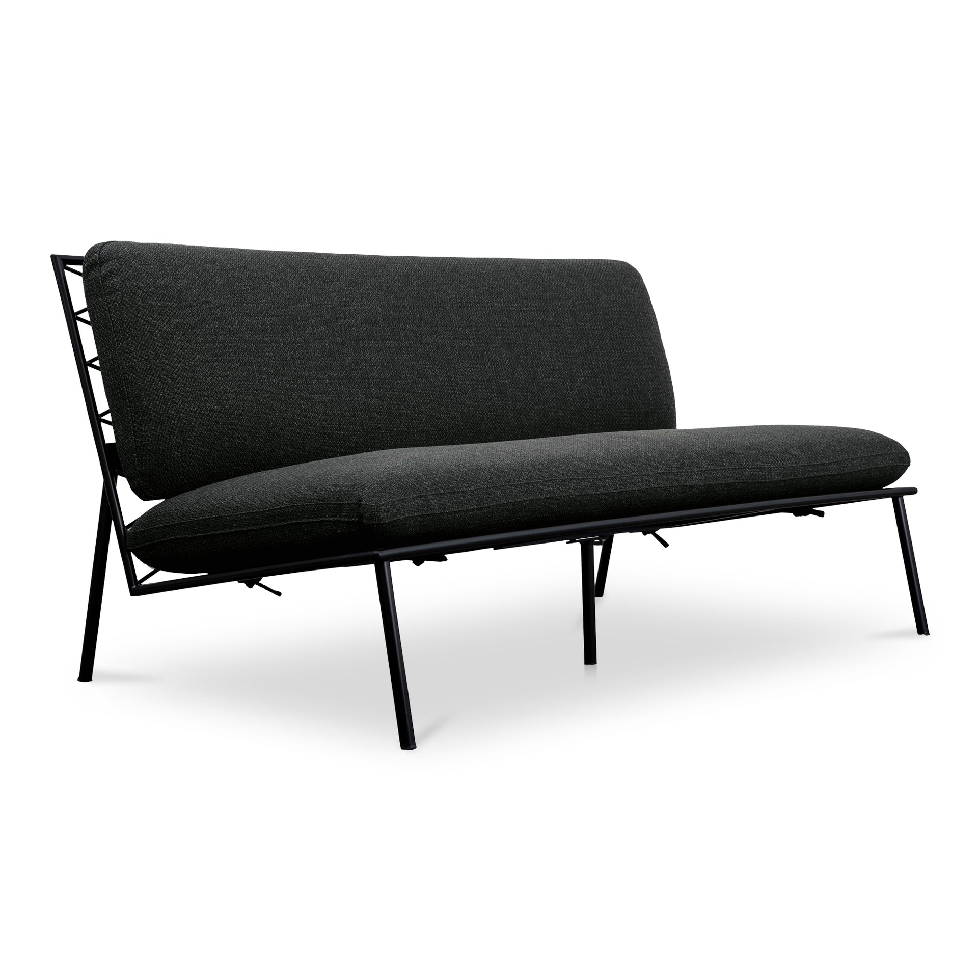 Meliora Outdoor Sofa, Quick-Dry Foam, Stainless Steel Frame, Crisscross Back, Speckled Charcoal