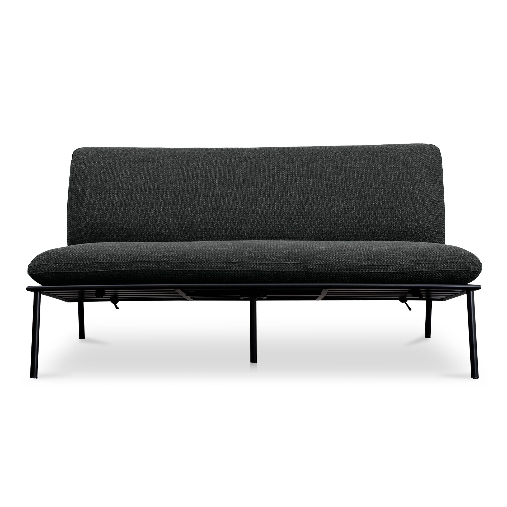Meliora Outdoor Sofa, Quick-Dry Foam, Stainless Steel Frame, Crisscross Back, Speckled Charcoal