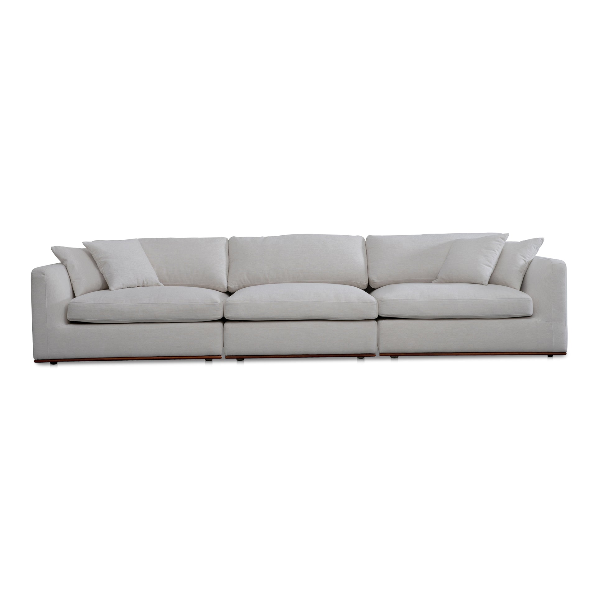 Rio Modular Sofa, Feather-Fiber Cushions, Removable Cushions, Rubber Wood Base, Off-White