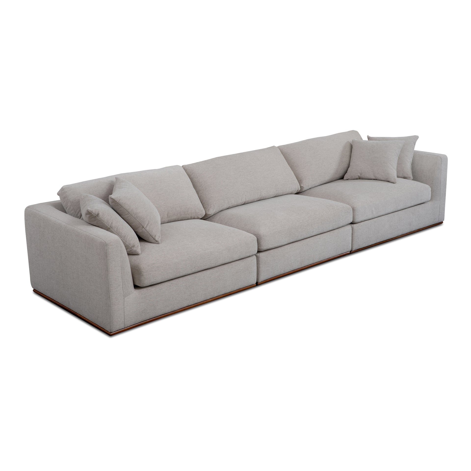 Rio Modular Sofa, Feather-Fiber Cushions, Removable Cushions, Rubber Wood Base, Flecked Grey