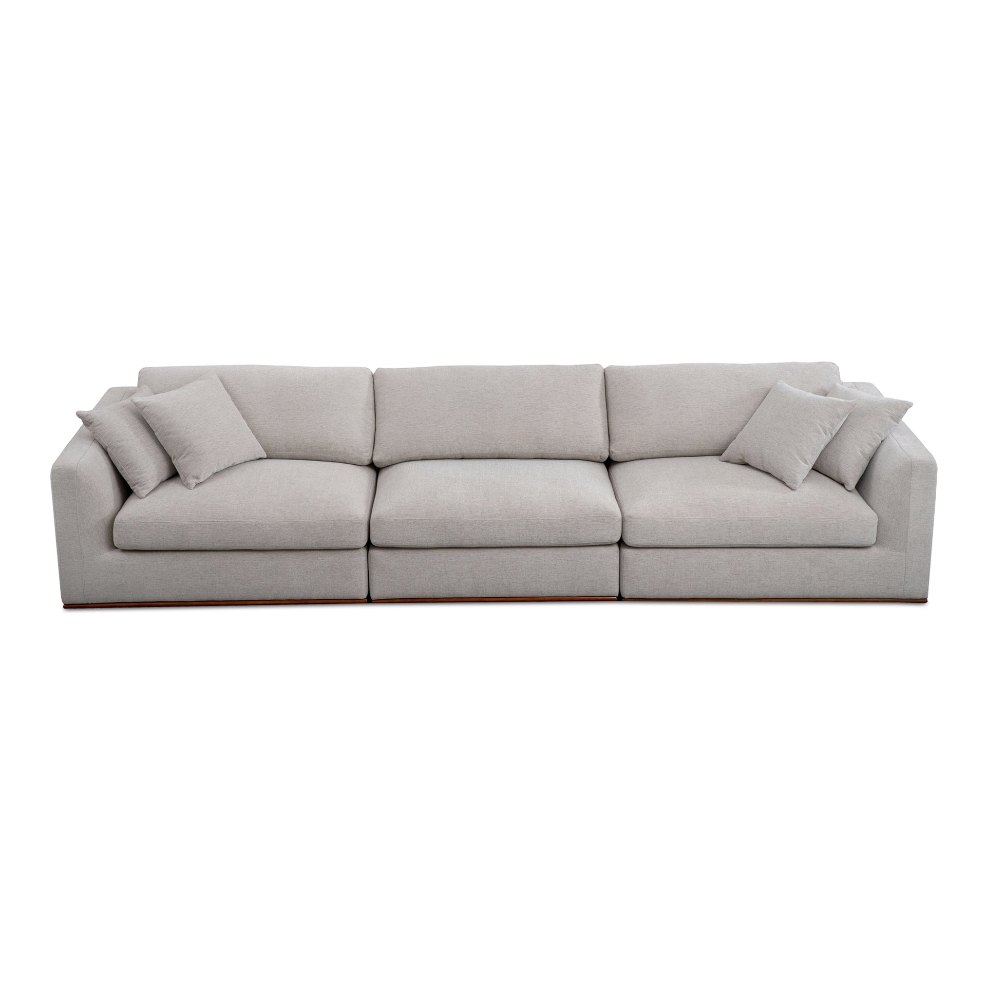Rio Modular Sofa, Feather-Fiber Cushions, Removable Cushions, Rubber Wood Base, Flecked Grey