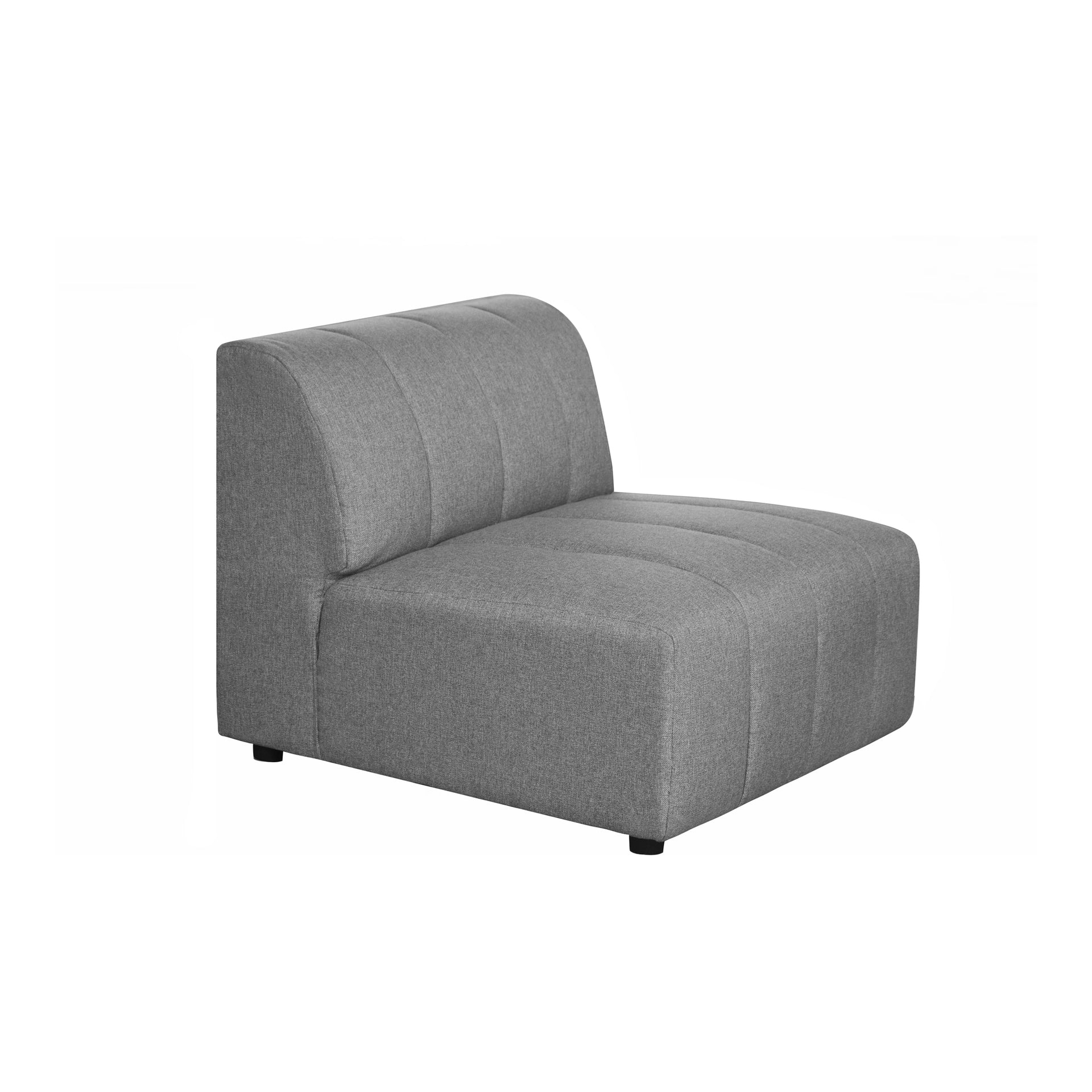 Marley Slipper Chair, Channel-Stitched Upholstery, Modular Contemporary Seating, Grey