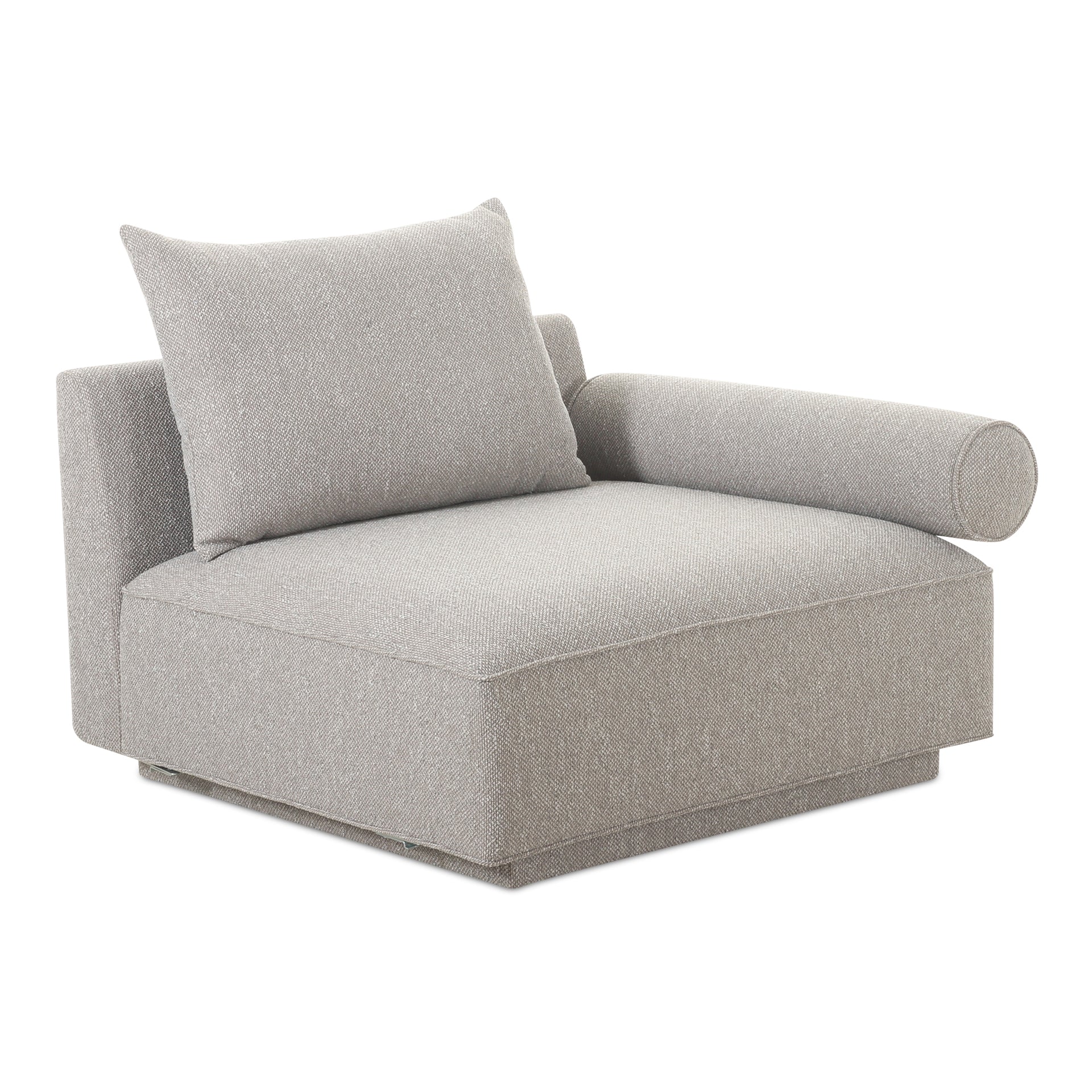 Thavrin Right-Arm Facing Chair, Textured Fabric Upholstery with Removable Cushions, Light Grey