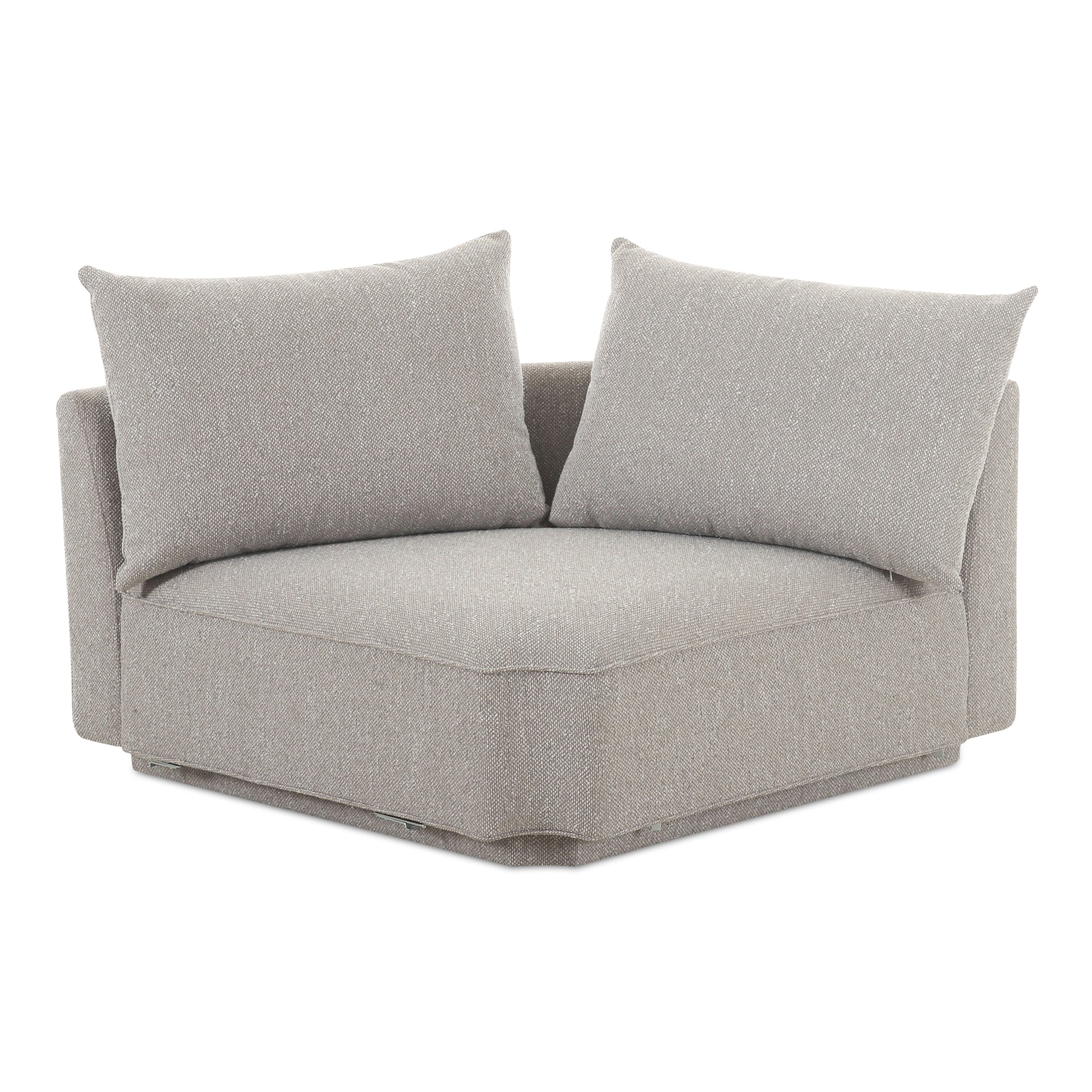 Thavrin Corner Chair, Textured Fabric Upholstery with Removable Cushions, Light Grey