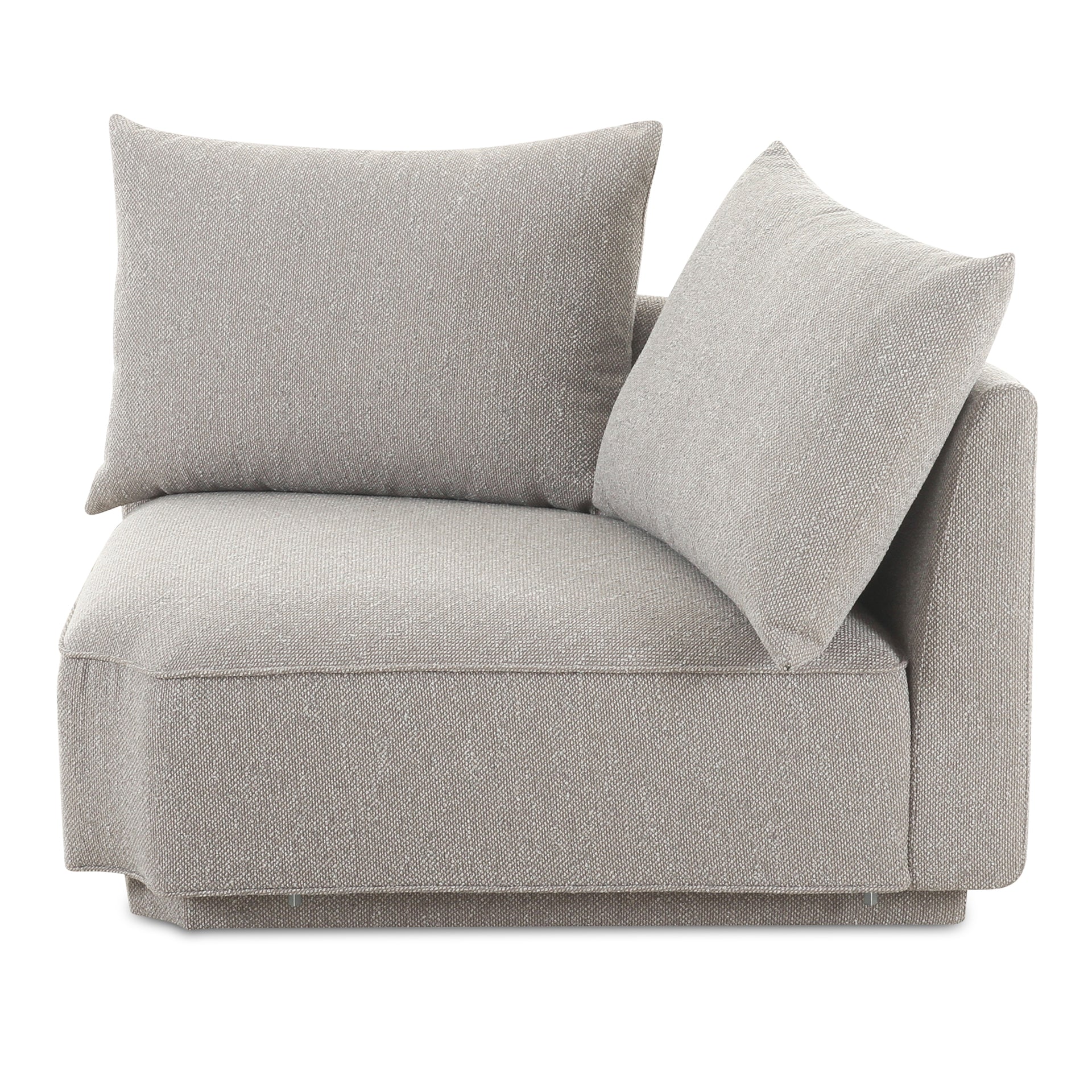 Thavrin Corner Chair, Textured Fabric Upholstery with Removable Cushions, Light Grey