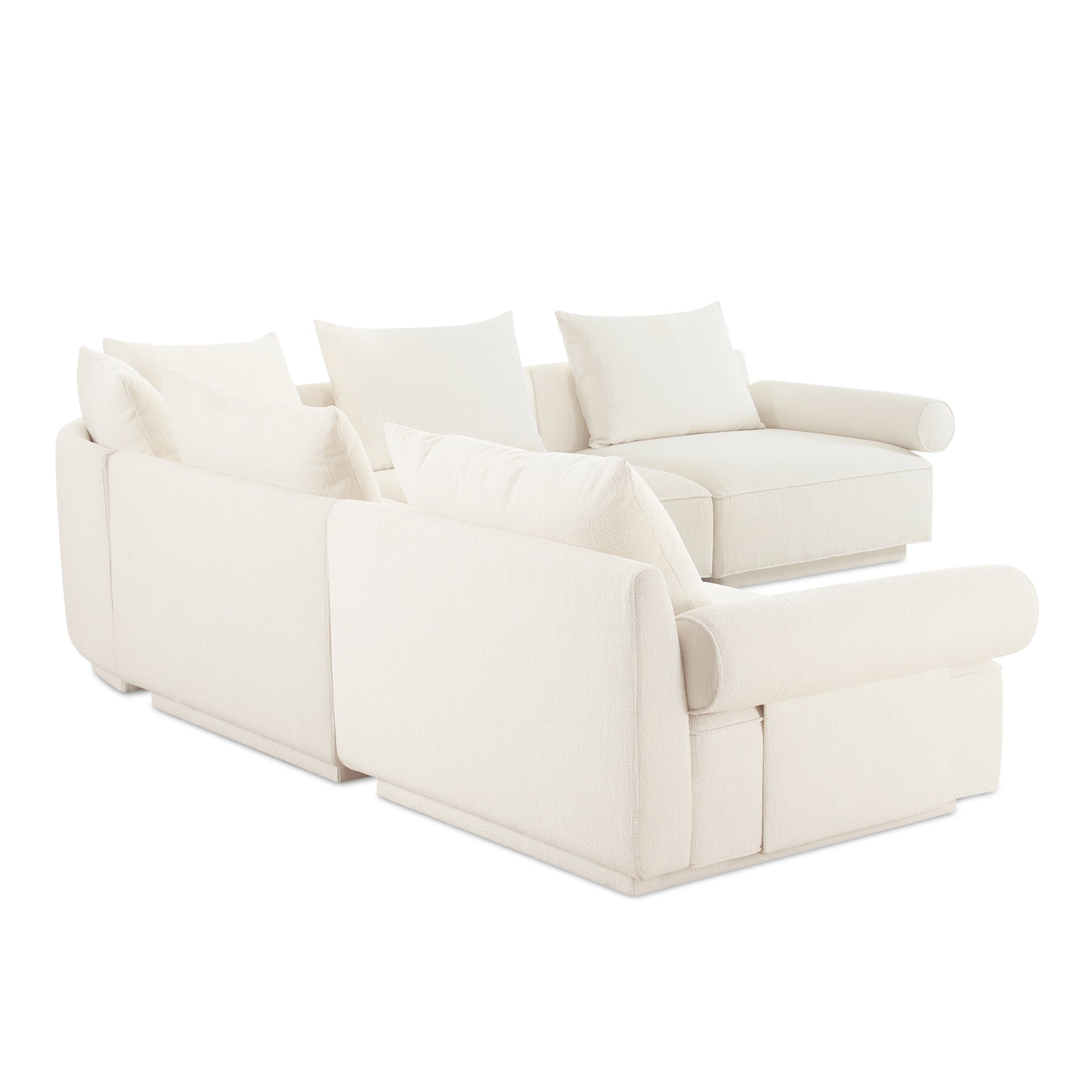 Thavrin Classic L Modular Sectional, Textured Fabric Upholstery with Removable Cushions, Seats, White
