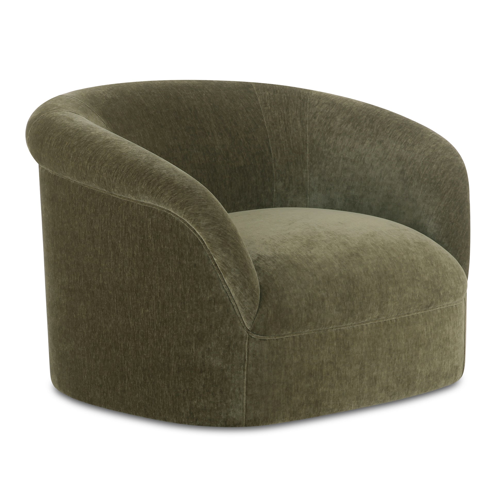 Isaac Lounge Chair, Soft Velvet Upholstery, Rolled Arm Design, Dark Green