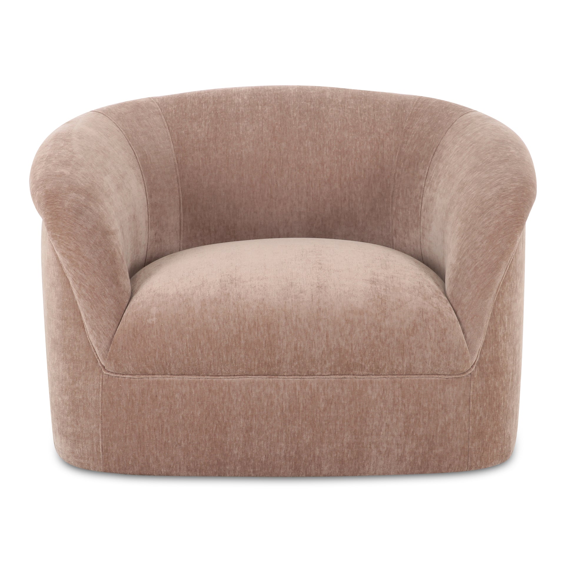Isaac Lounge Chair, Soft Velvet Upholstery, Rolled Arm Design, Blush Pink