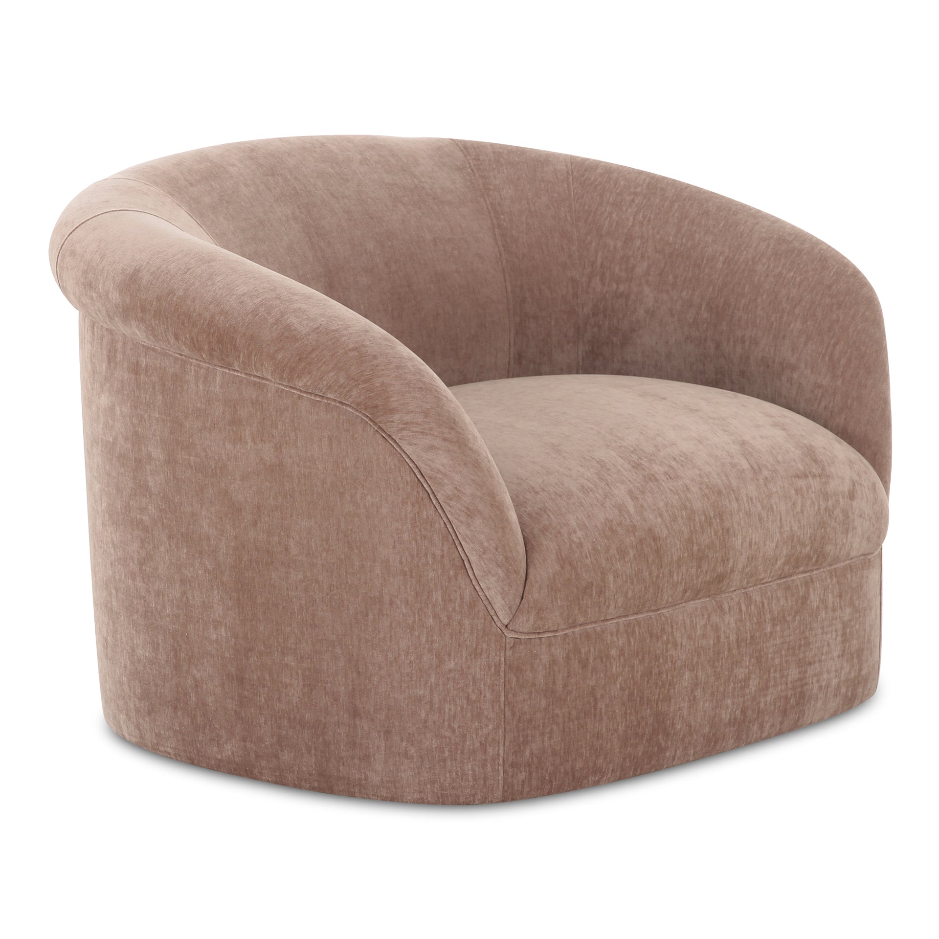 Isaac Lounge Chair, Soft Velvet Upholstery, Rolled Arm Design, Blush Pink