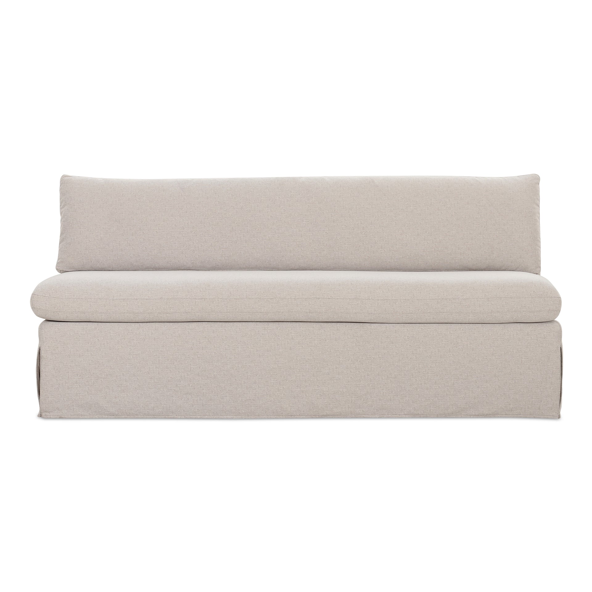 Helena Slipcover Dining Bench, Washable Slipcover with Inverted Pleats, Modular with Alligator Clips, 72.75 Inches Wide, Beige