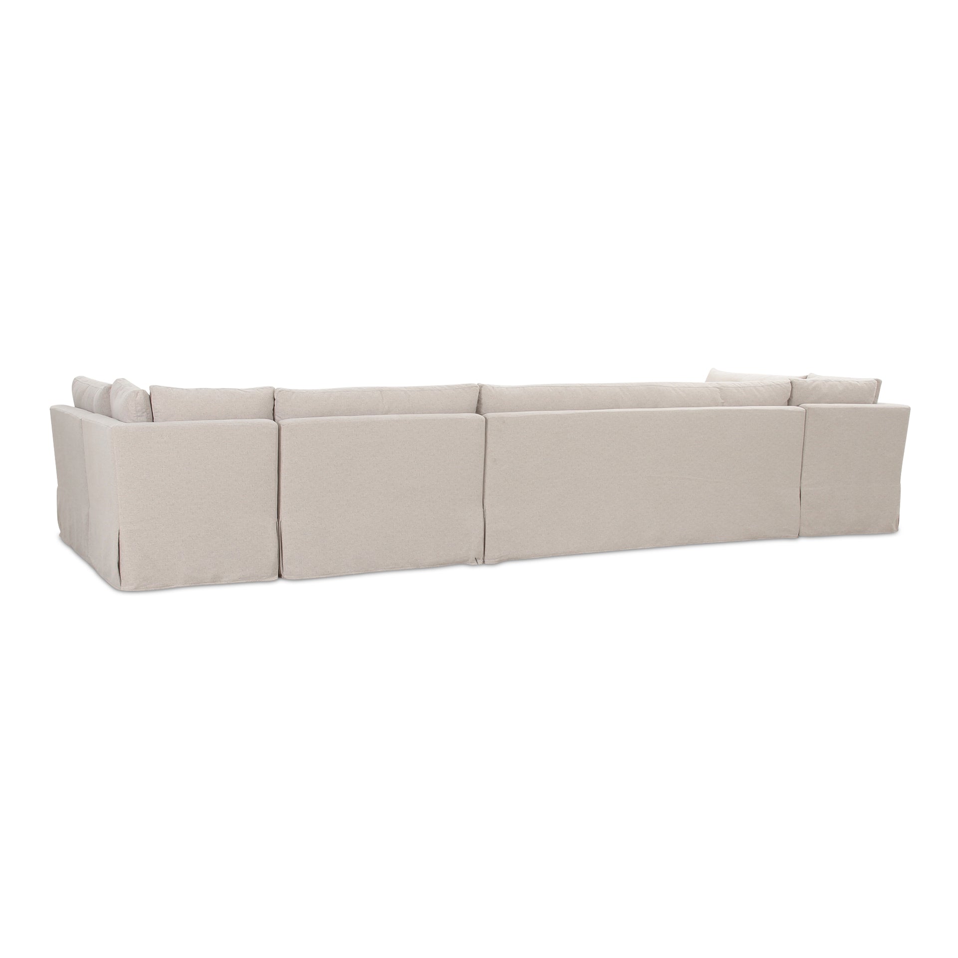 Helena Modular Dining Banquette, Washable Slipcover with Inverted Pleats, Pillow Back, 168 Inches Wide, Beige