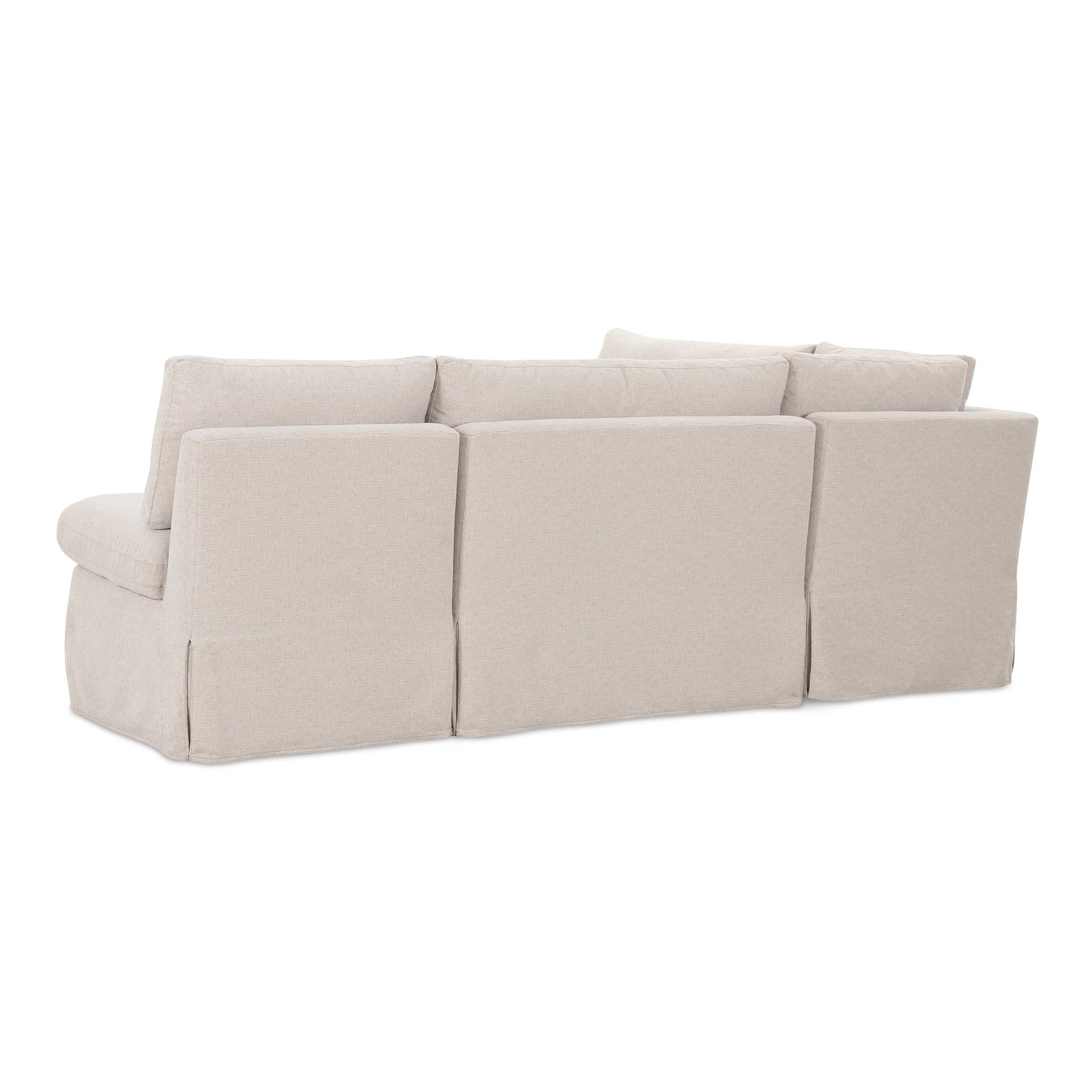 Helena Modular Dining Banquette, Washable Slipcover with Inverted Pleats, Pillow Back, 96 Inches Wide, Beige