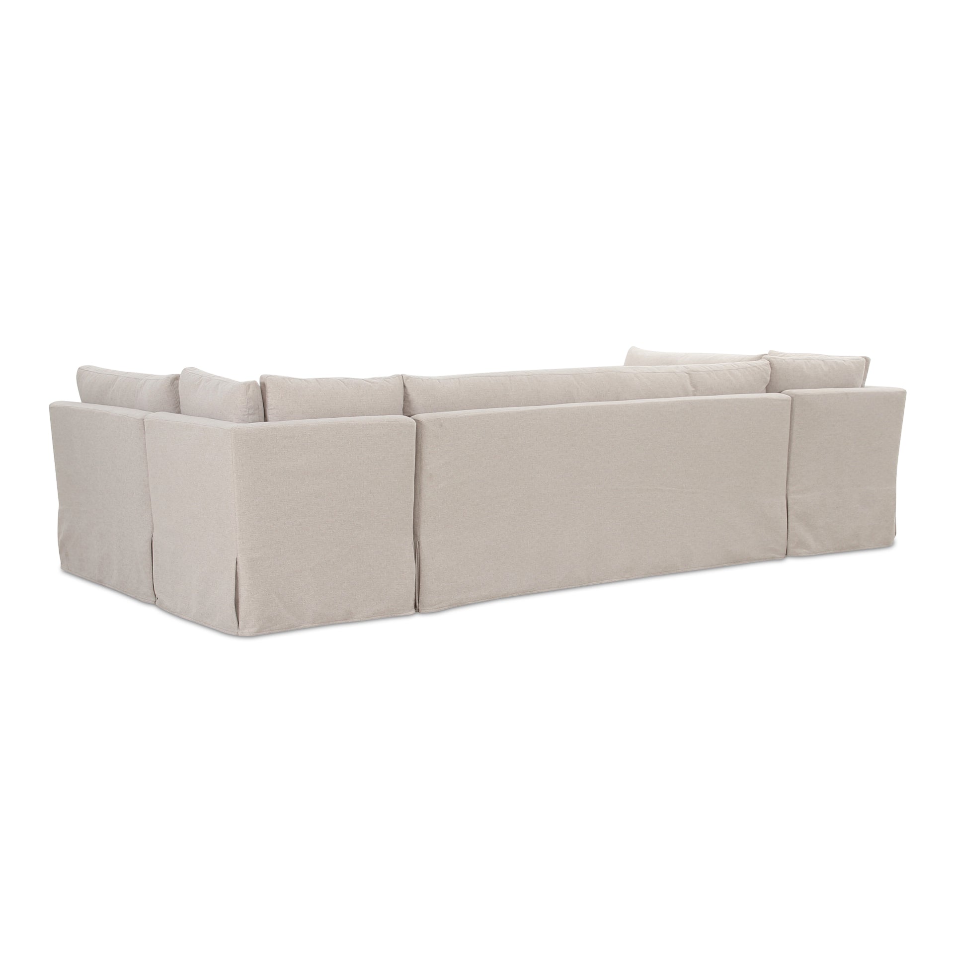 Helena Modular Dining Banquette, Washable Slipcover with Inverted Pleats, Pillow Back, 129 Inches Wide, Beige