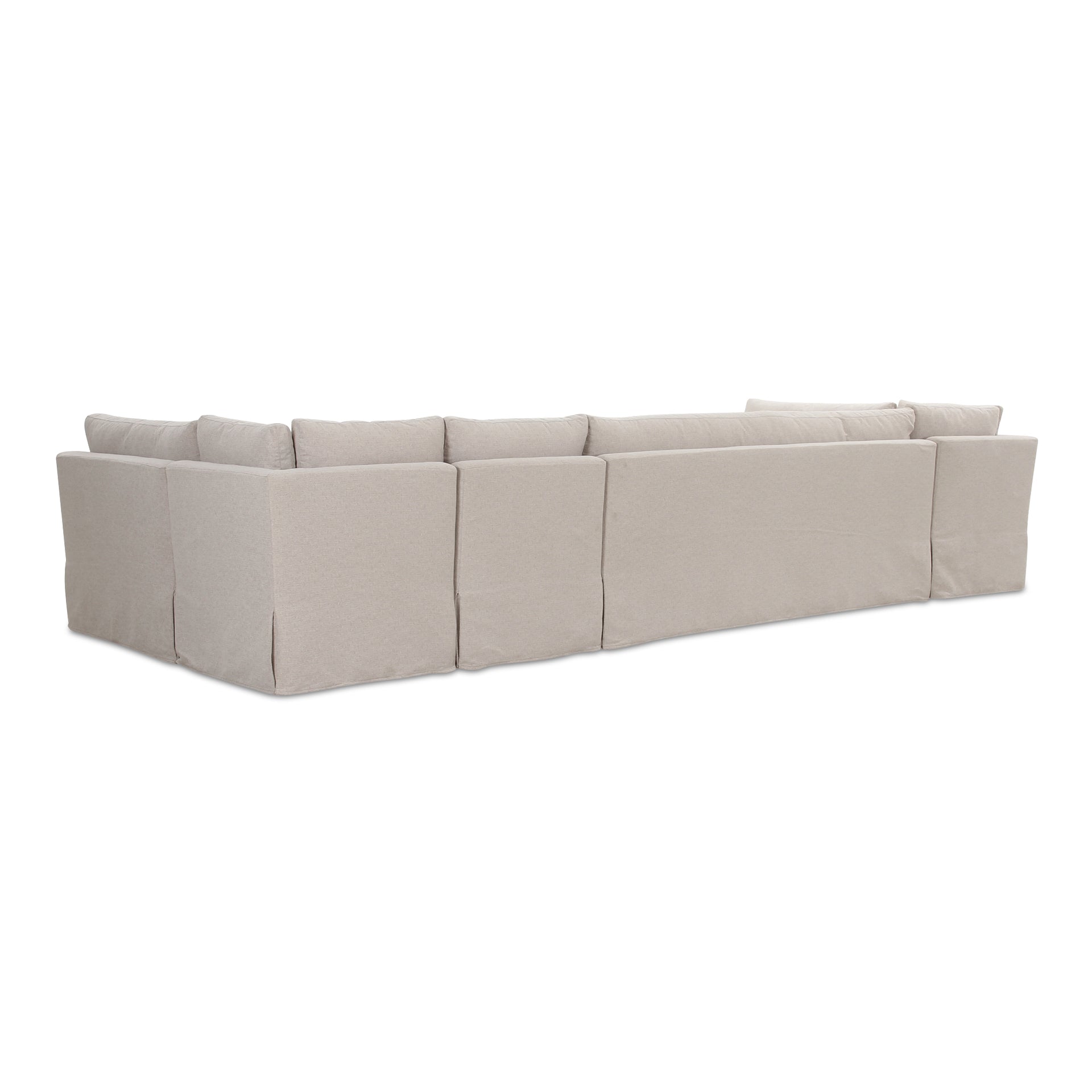 Helena Modular Dining Banquette, Washable Slipcover with Inverted Pleats, Pillow Back, 154 Inches Wide, Beige