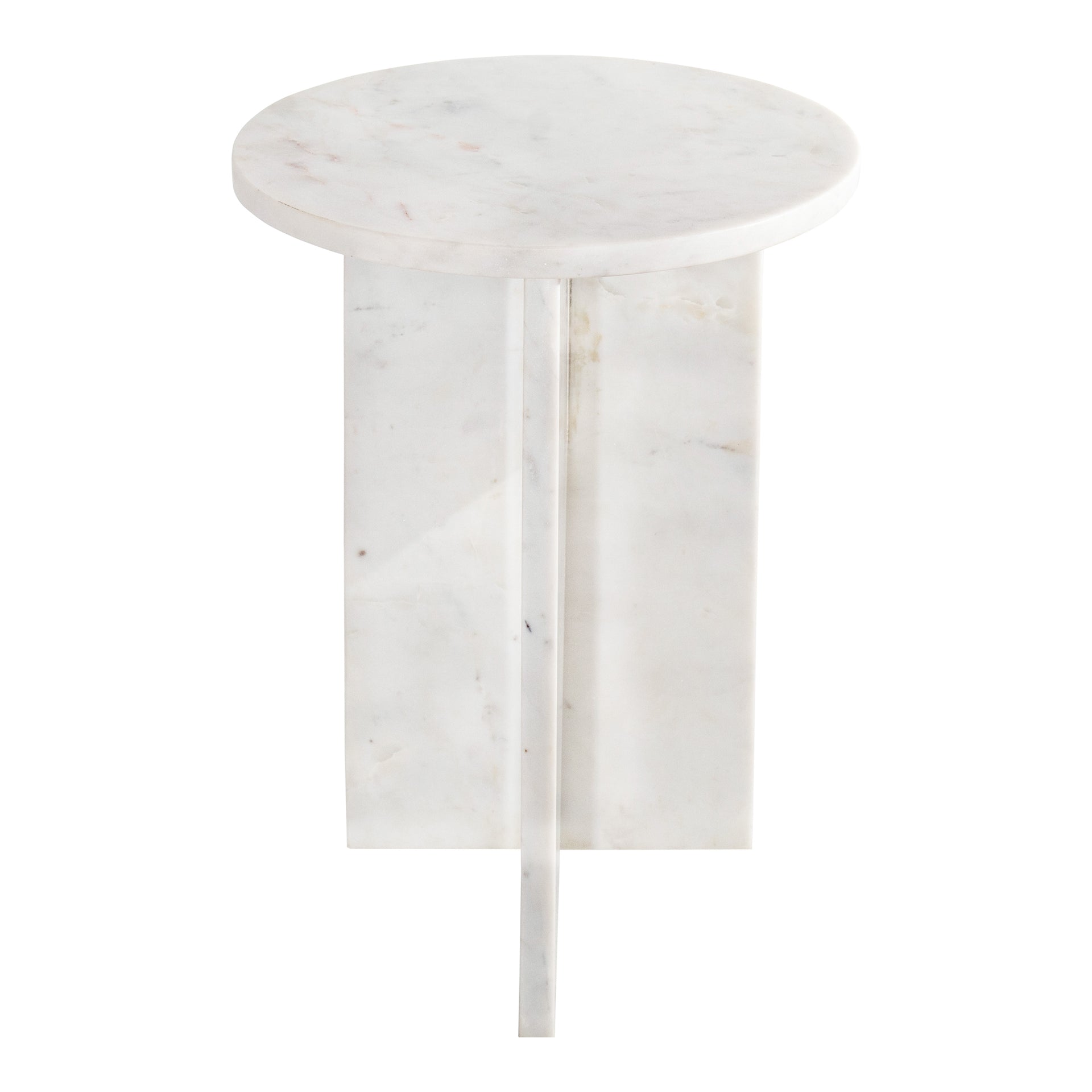 Calix - Contemporary Round Accent Table with Solid White Marble