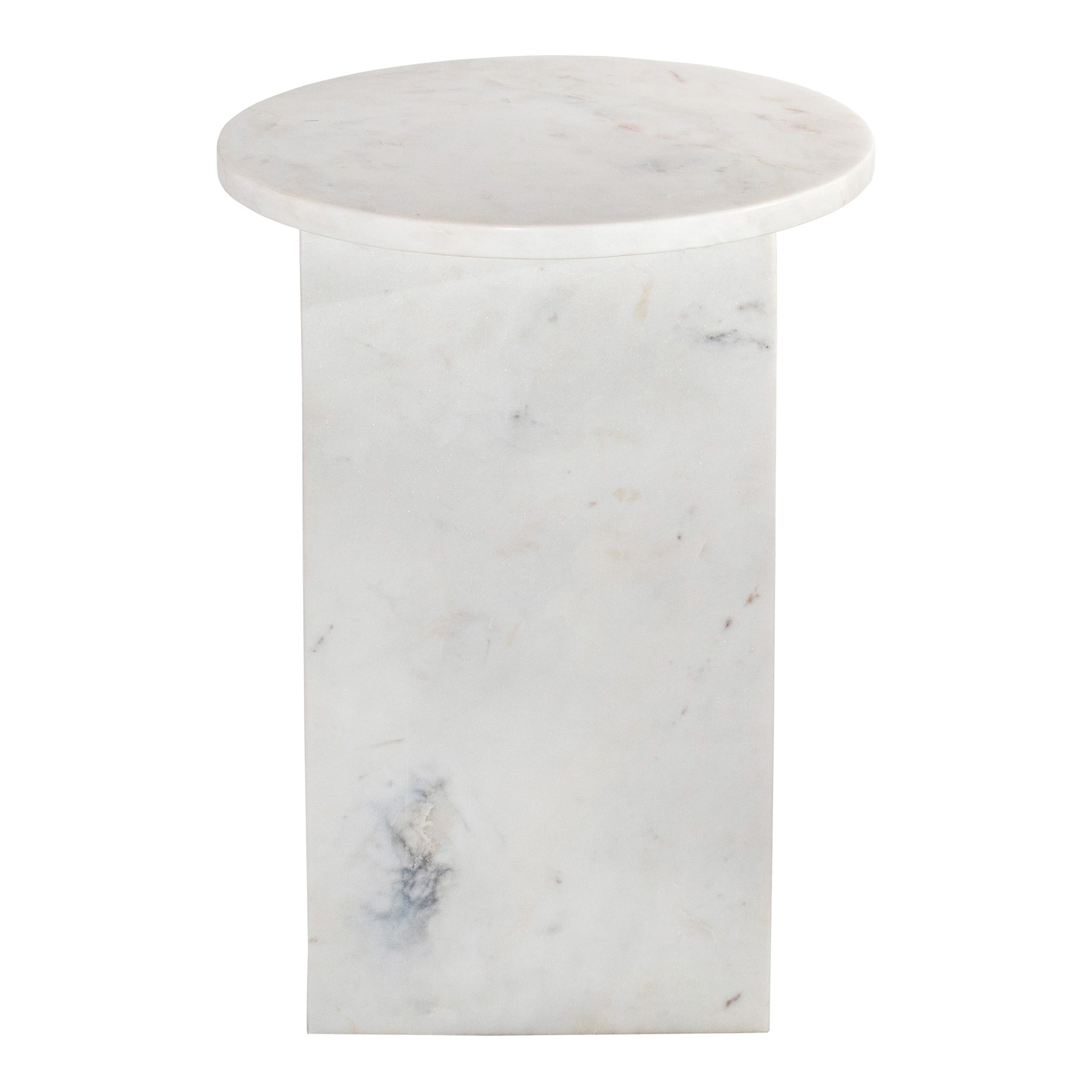 Calix - Contemporary Round Accent Table with Solid White Marble