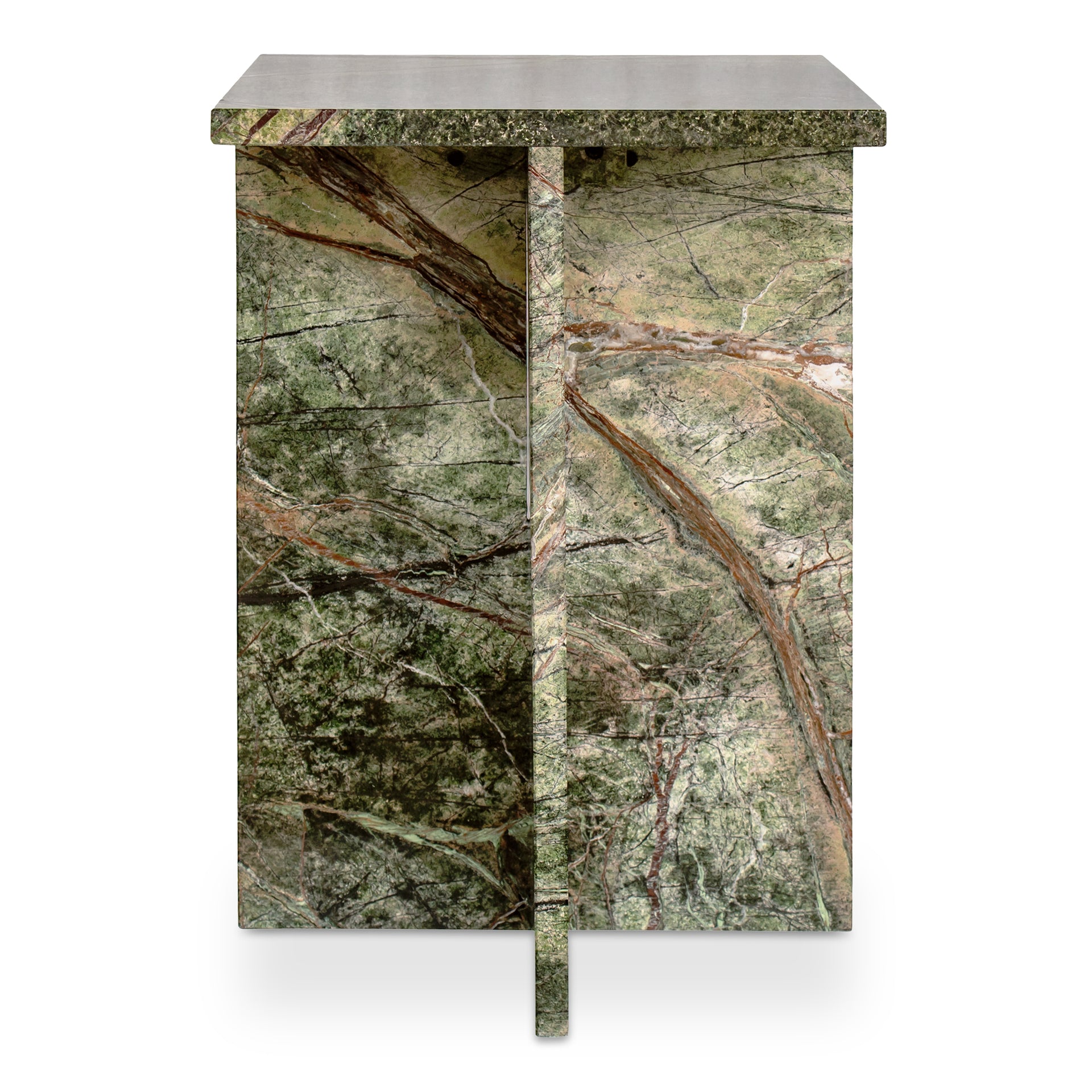 Indra Accent Table, Square Rosso Levanto Marble, Indoor & Outdoor Use, Green