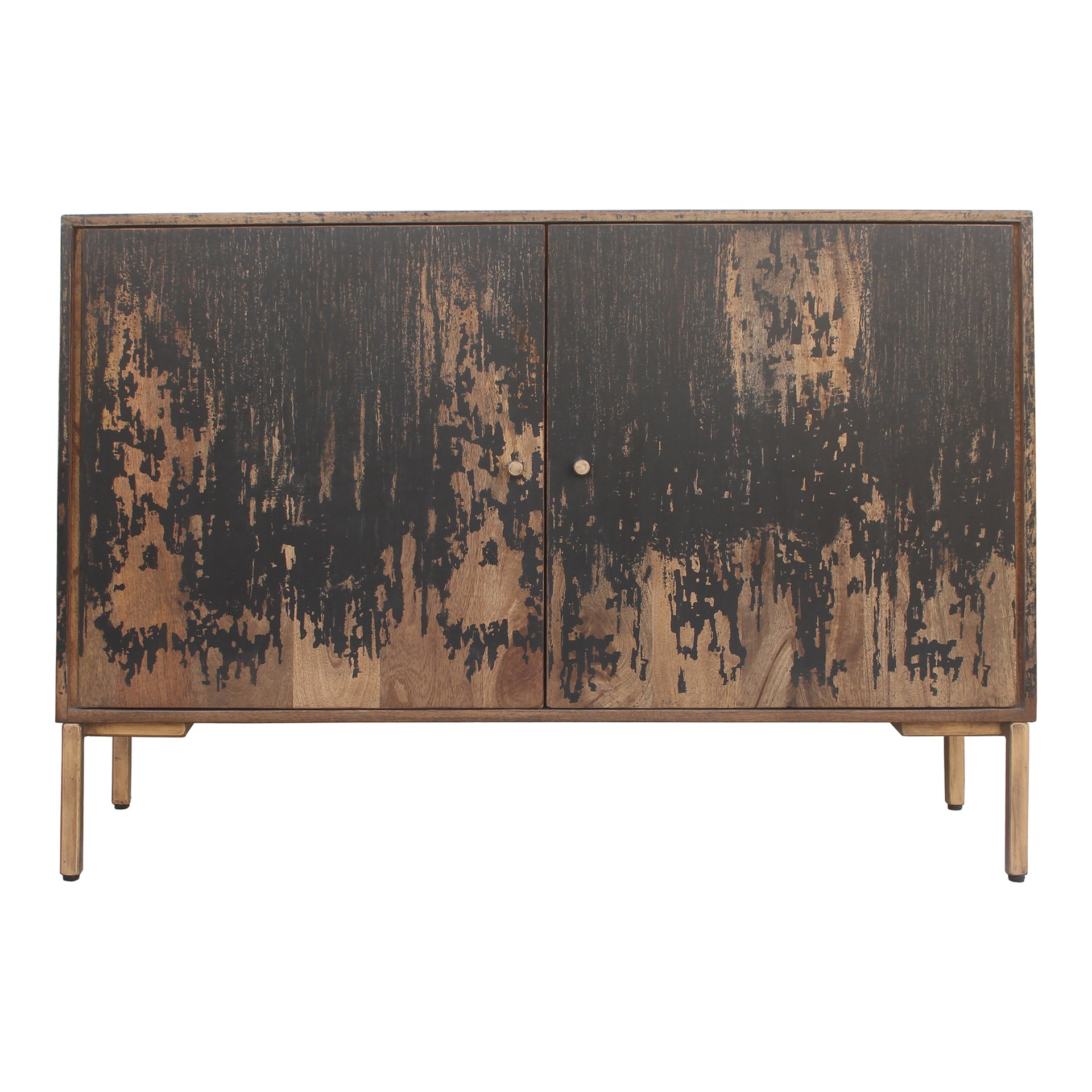 Reese, Sideboard Rustic Finish, Solid Mango Wood, Iron Legs, Black