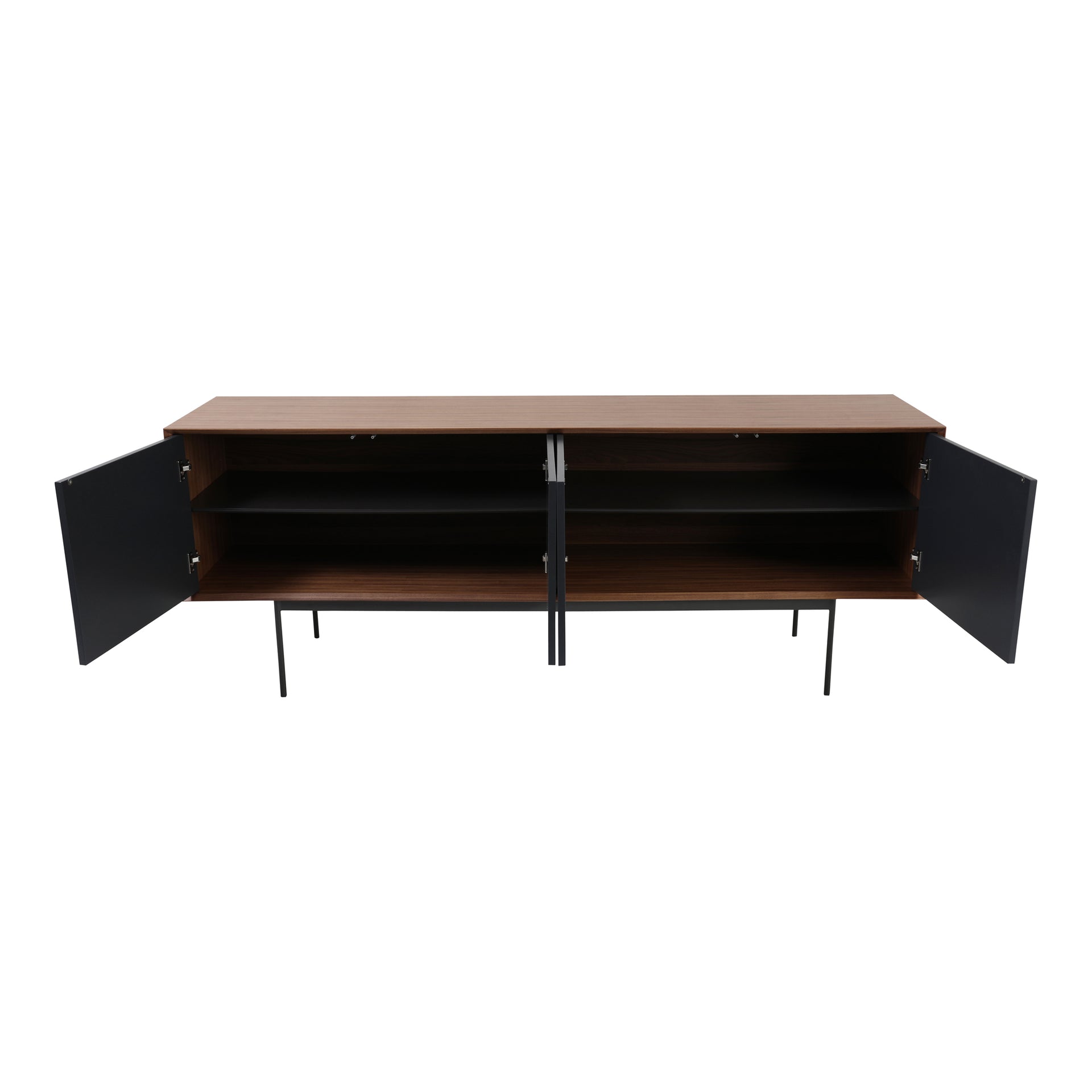 Modern Harper Sideboard - Durable Walnut Veneer with Spacious Storage & Metal Base
