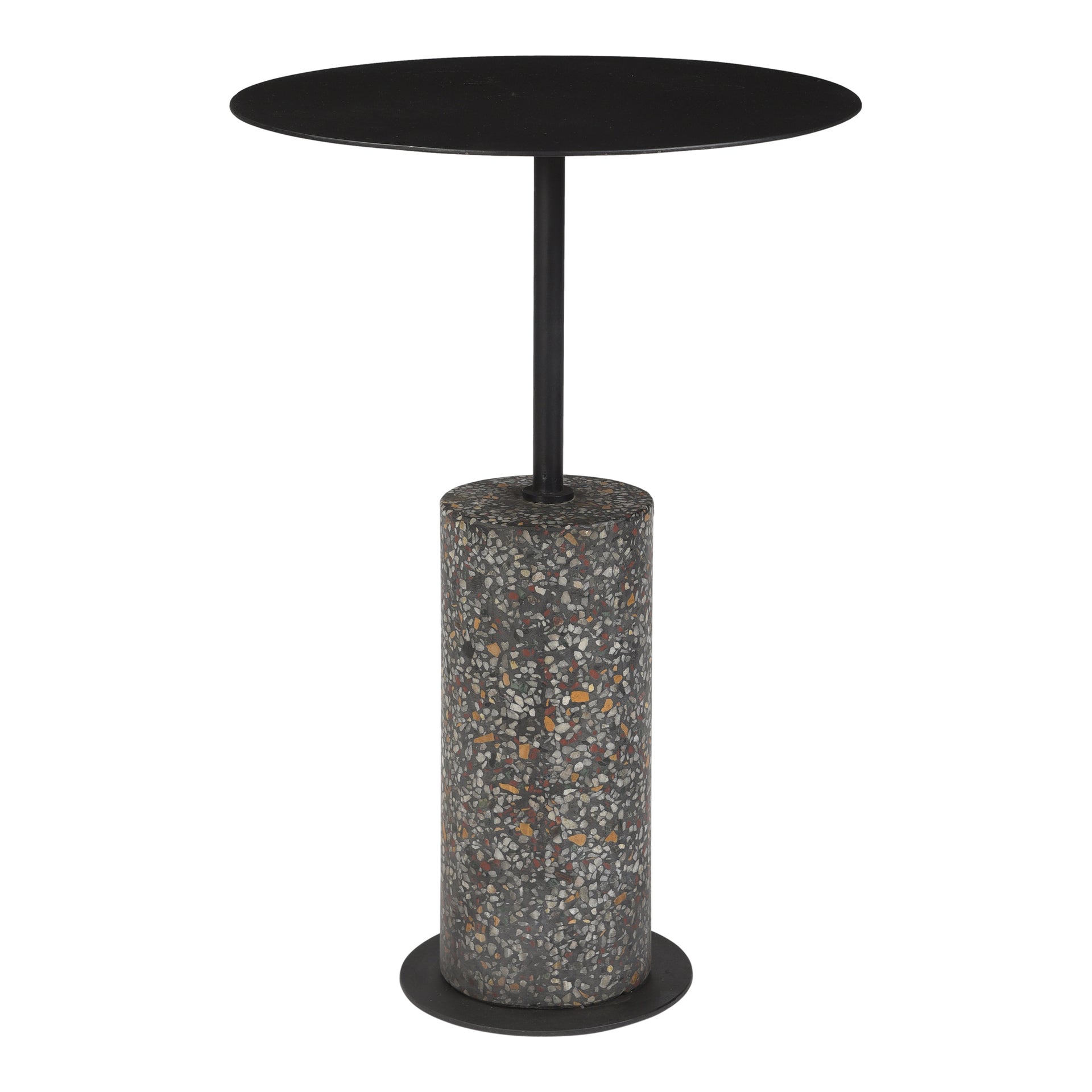 Fair - Round Terrazzo Base Accent Table in Black