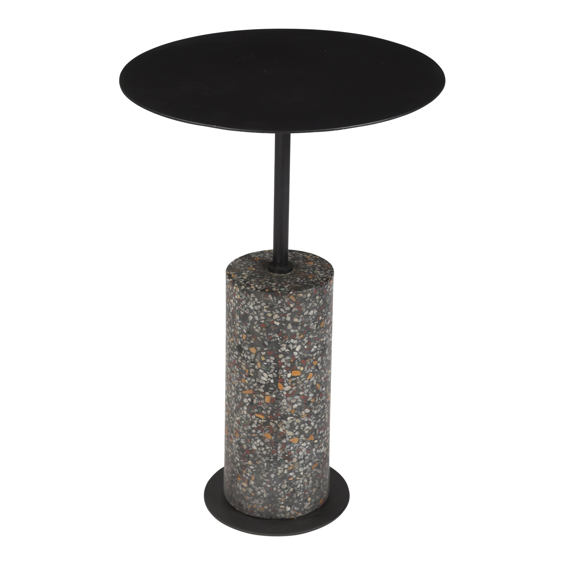 Fair - Round Terrazzo Base Accent Table in Black